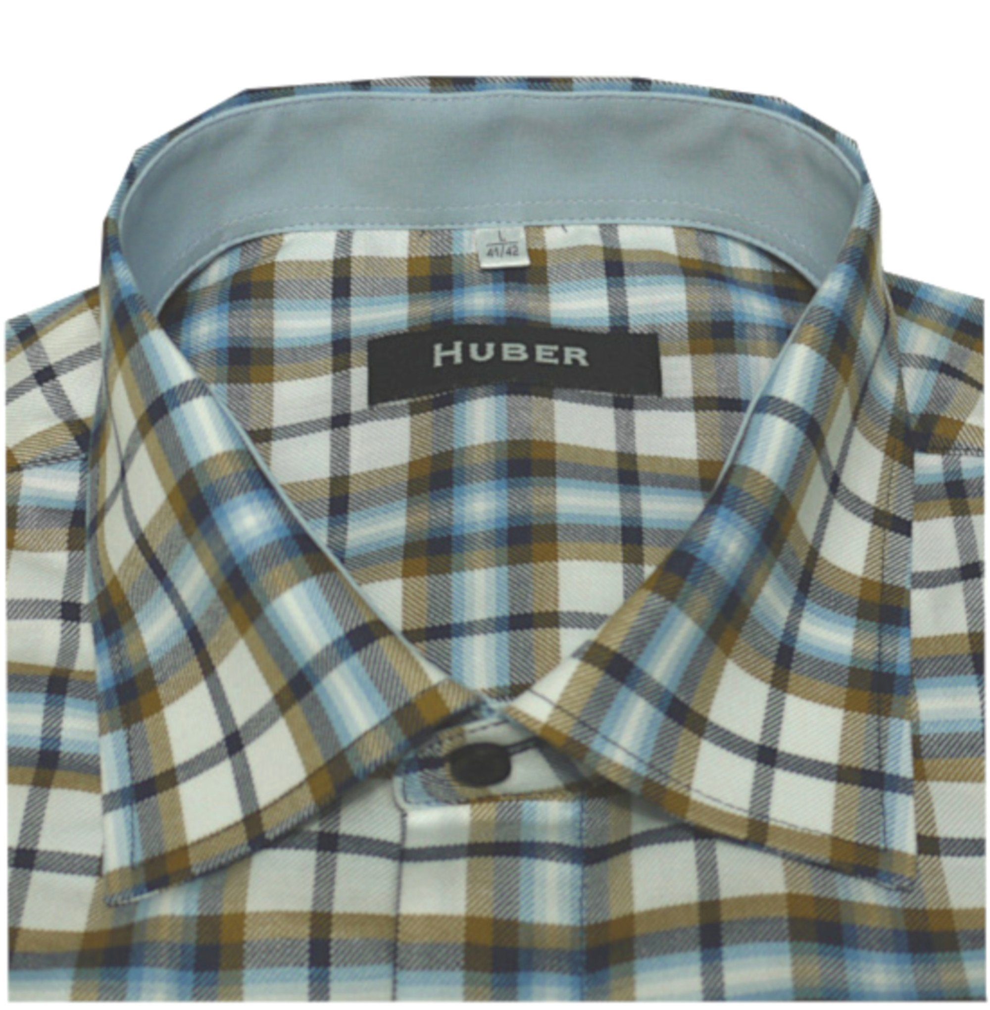 Huber Hemden Flanellhemd HU-0063 Hochwertiges Karo Hemd feiner Twill-Stoff Regular Fit