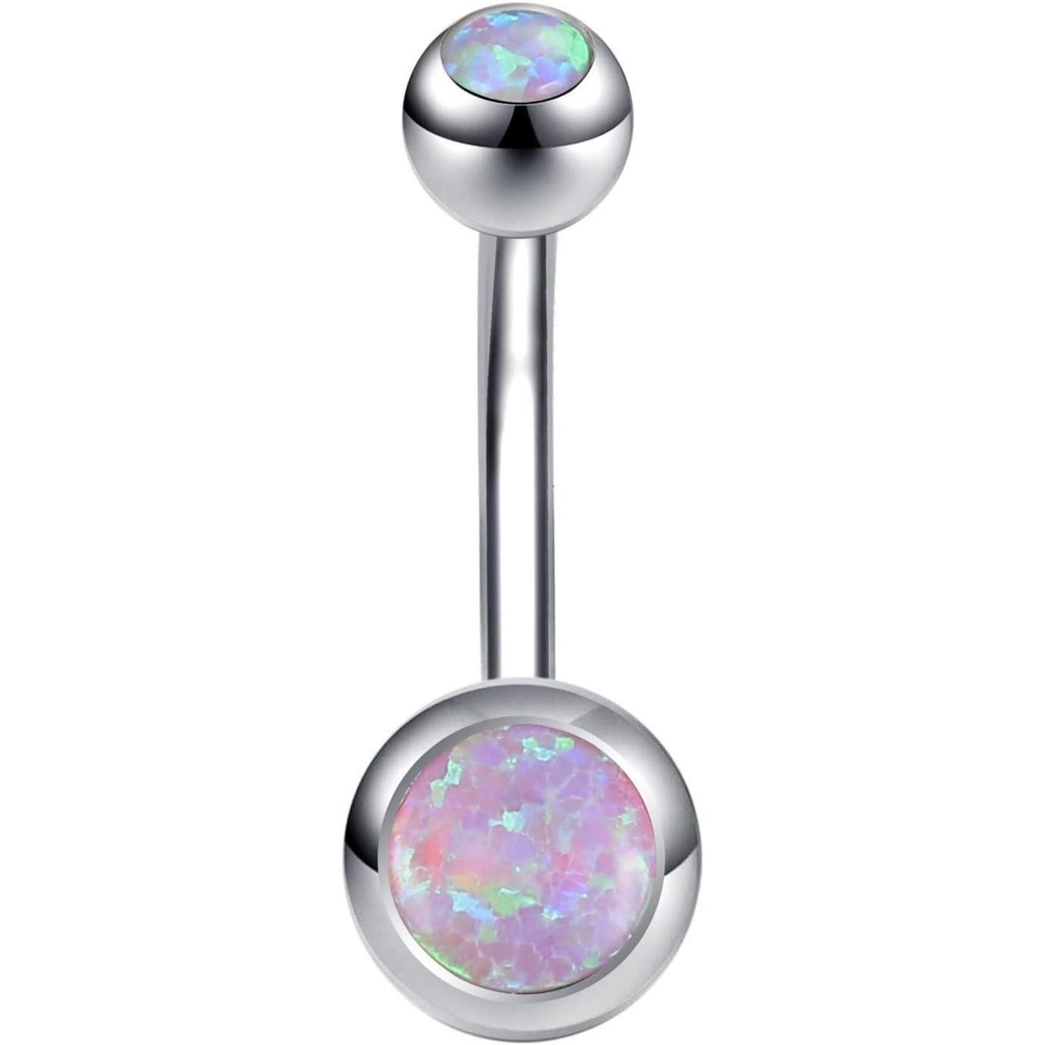 Bauchnabelpiercing Bauchnabelpiercing 14G 316L Chirurgenstahl Opal gebogen Körperpiercing