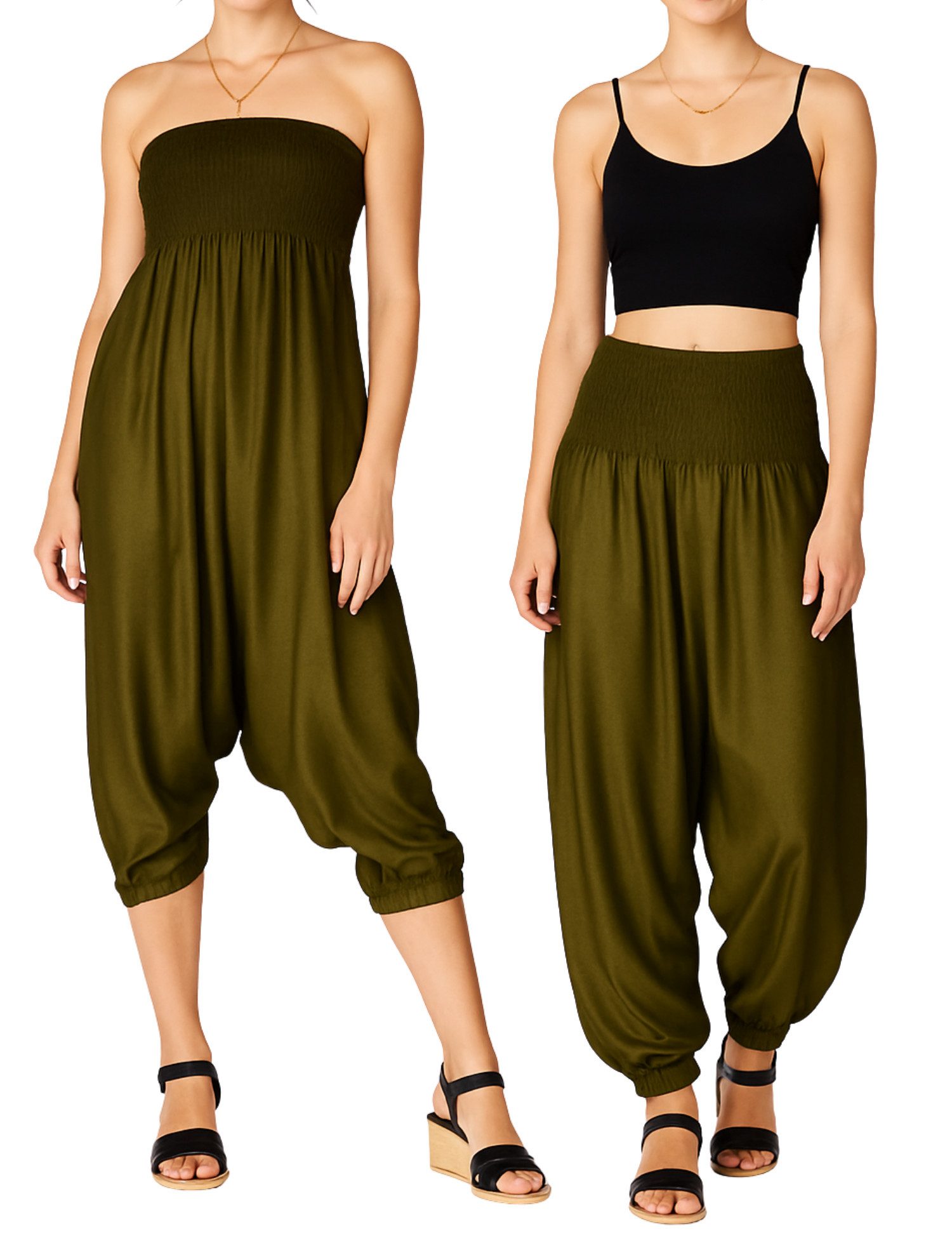 PANASIAM Haremshose Aladinhose einfarbig Haremshose aus 100% natürlicher Viskose Pumphose für Damen bequeme Freizeithose Pluderhose
