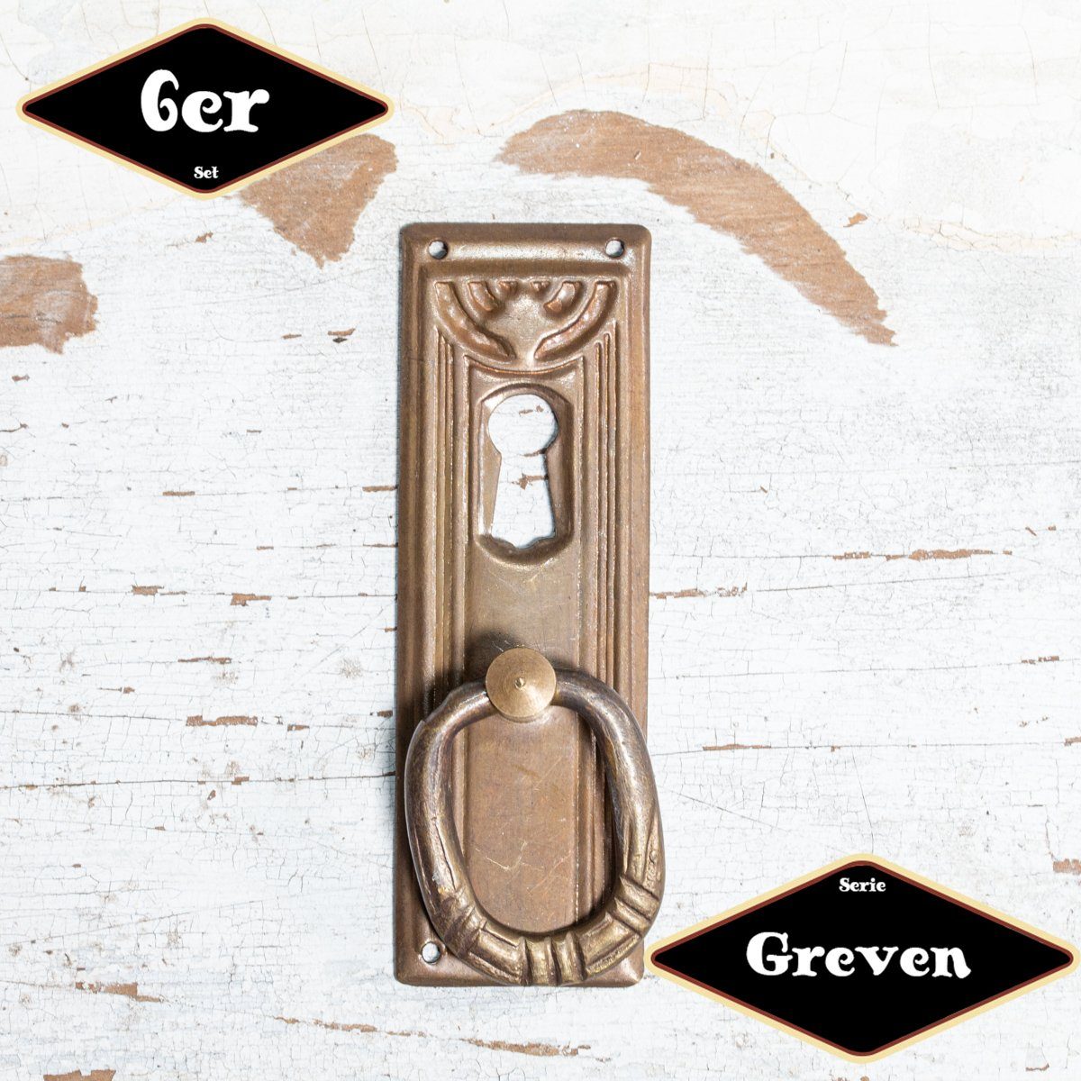 Möbelbeschlag Schubladengriff,Serie"Greven",6er Pack, Eisen in Messing