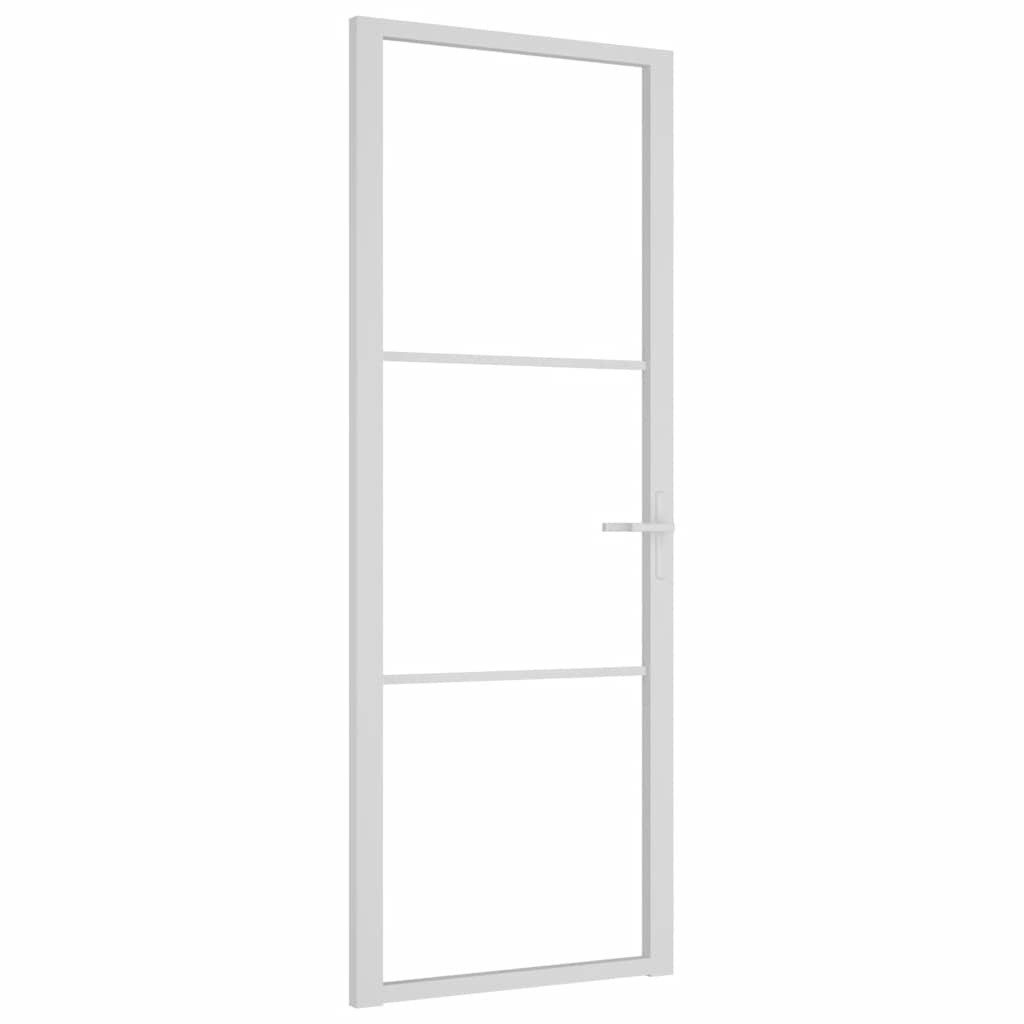 vidaXL Haustür Innentür 76x201,5 cm Weiß ESG-Glas und Aluminium (1-St)