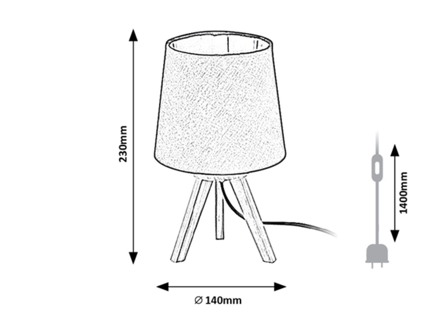 Rabalux LED Leselampe "Lychee" Holz, schwarz, rund, E14, IP20, ø140mm