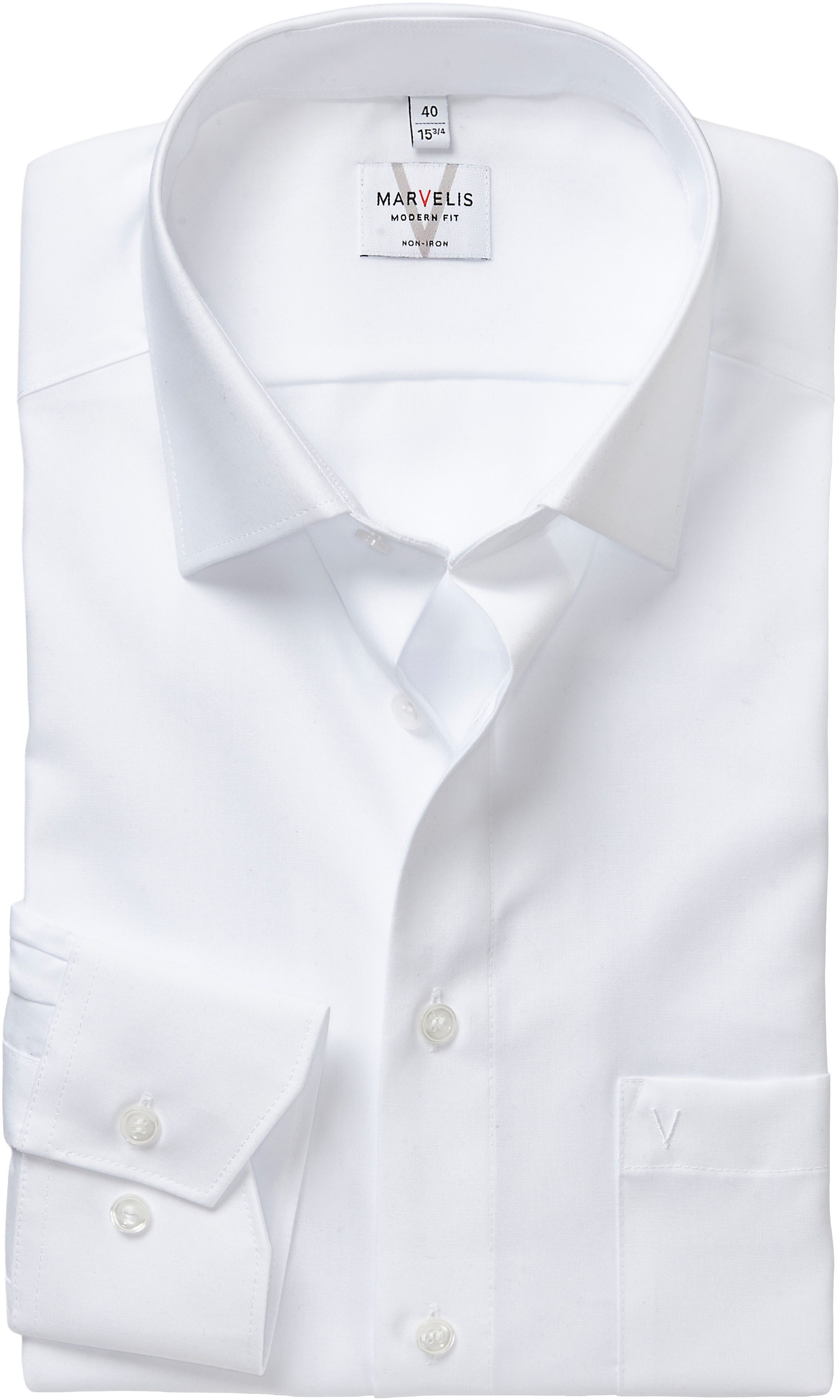 MARVELIS Langarmhemd modern fit, Businesshemd, bügelfrei, New-Kentkragen