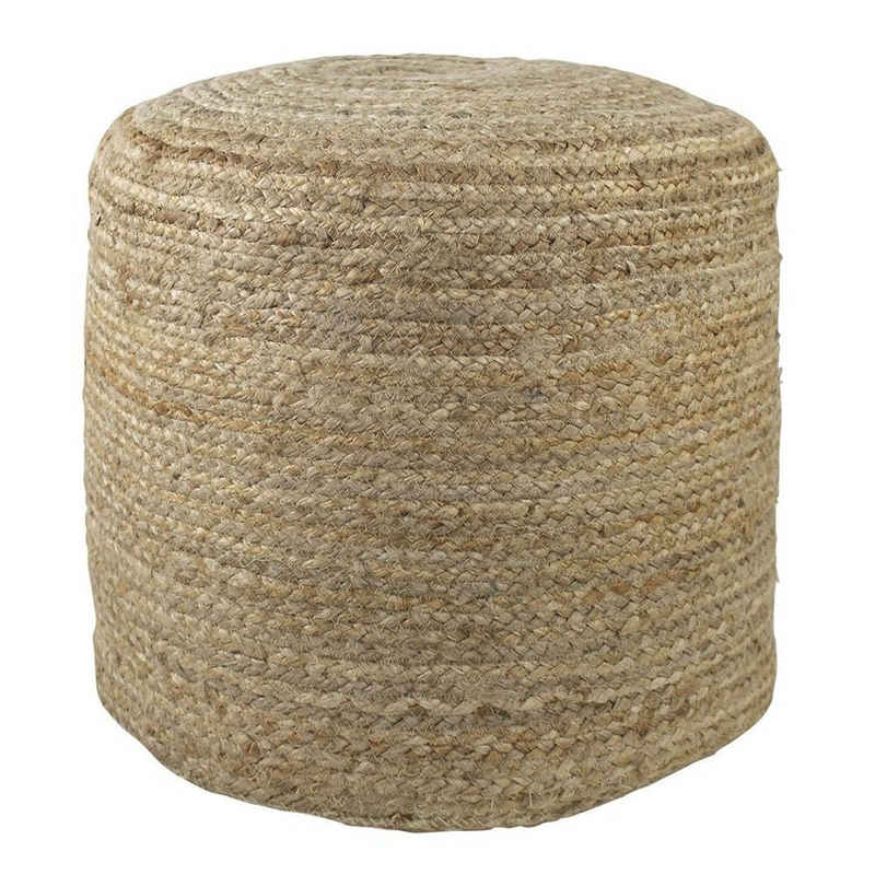 Mars & More Pouf Pouf BEACH natur Sitzkissen Sitzhocker aus geflochtener Jute 40cm Strandhaus Deko