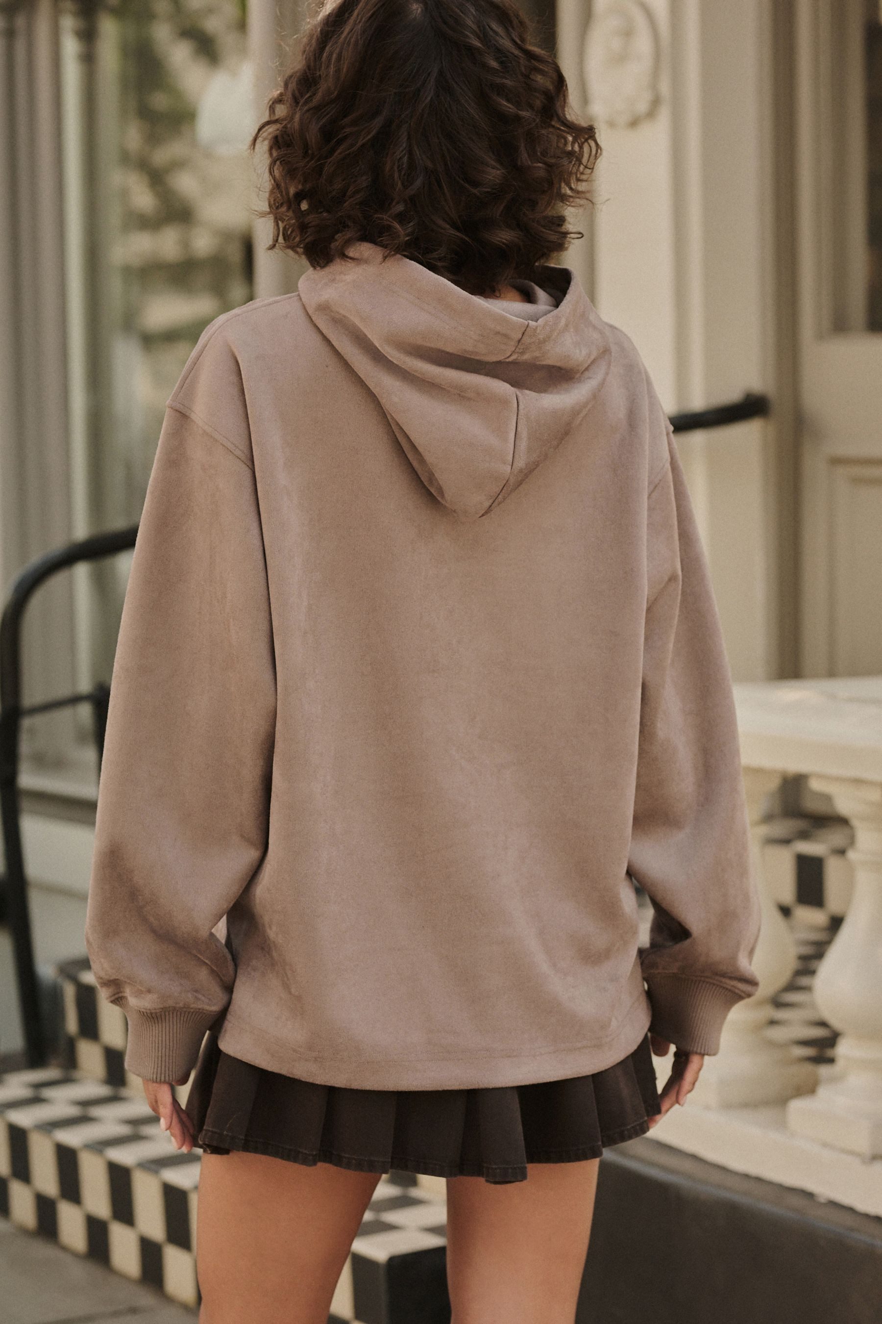 Next Kapuzenpullover Weiches Hoodie aus Veloursleder günstig online kaufen