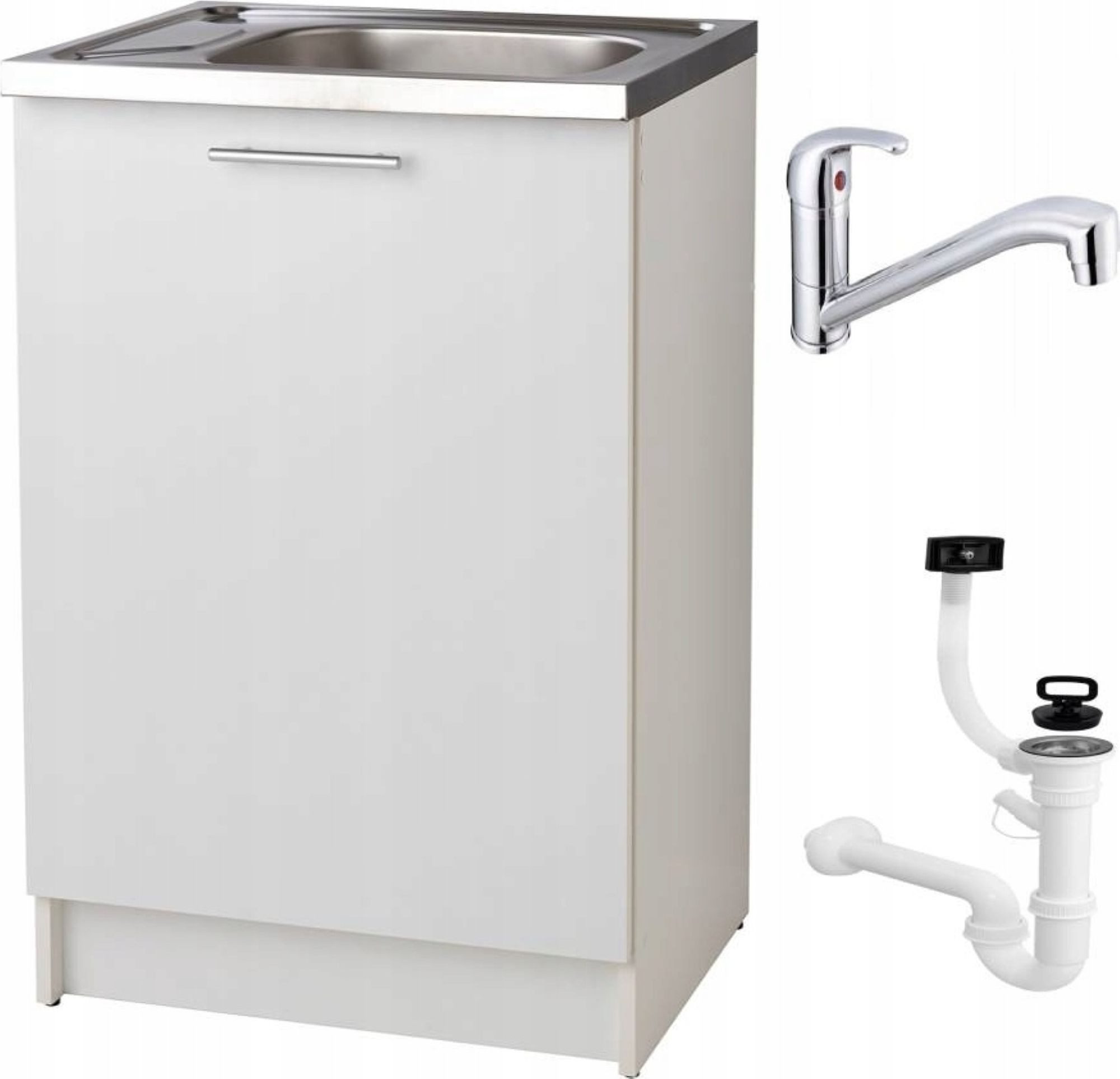 STAMAR Spülenschrank Küchenschrank 60cm Weiß Spüle 60x50 Armatur Chrom Dreh günstig online kaufen