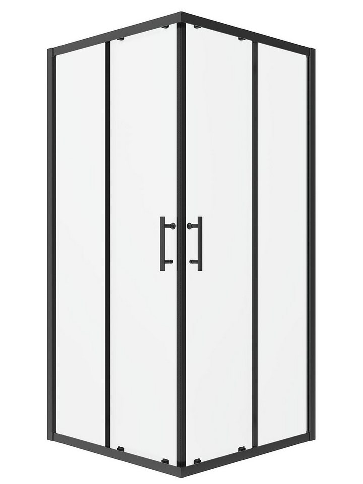 Thumbnail - AQUALAVOS Eckdusche Duschkabine Eckeinstieg Schiebetür Eckdusche Vollrahmt Glas Duschwand, BxT: 80x80 cm, 6 mm Nano Klar...