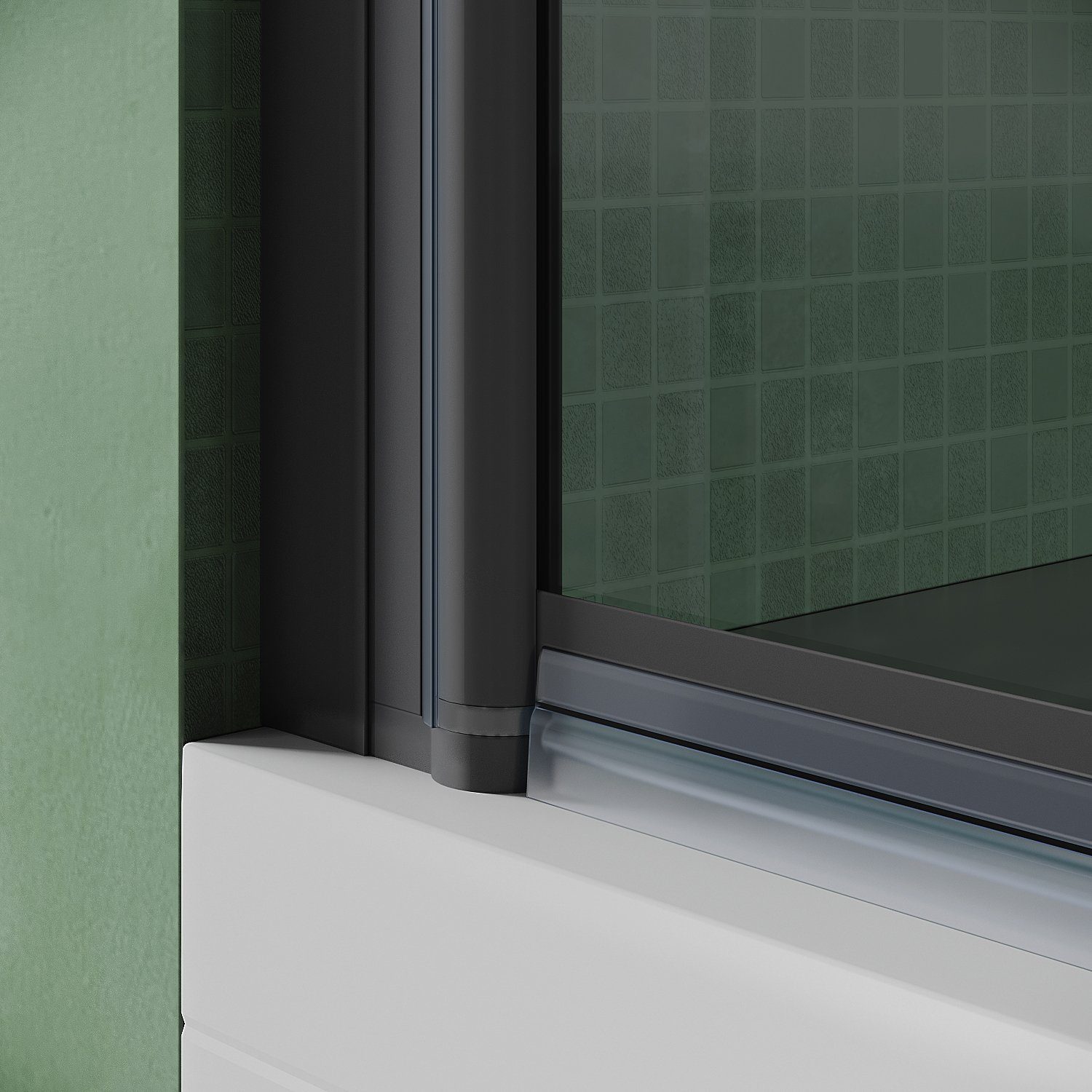 SONNI Badewannenaufsatz NANO Glas, mit Seitenwand, Faltbar, 80x140cm, Schwarz, Faltwand, Einscheibensicherheitsglas mit Nano Beschichtung, für Badezimmer, faltbar