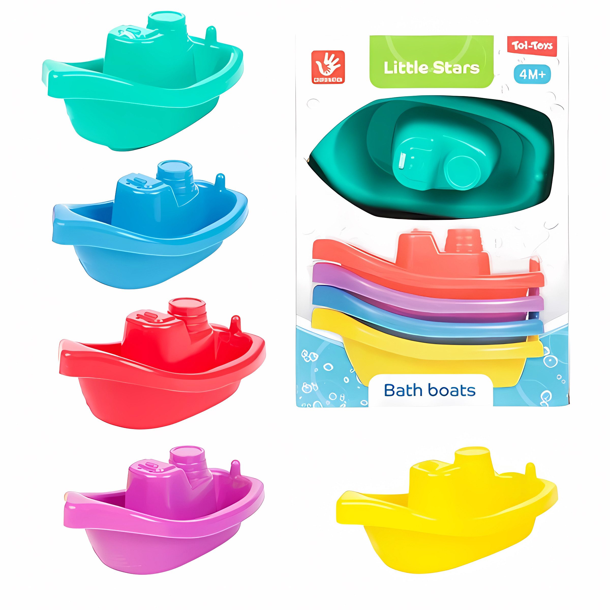 Toi-Toys Kinderspielboot 5X Baby BADEBOOT Set Bunt stapelbar Badewannenspielzeug Игрушки 63 (5-tlg), Schwimmend Babyboot Badespielzeug Boot Wanne Kinder Badespaß