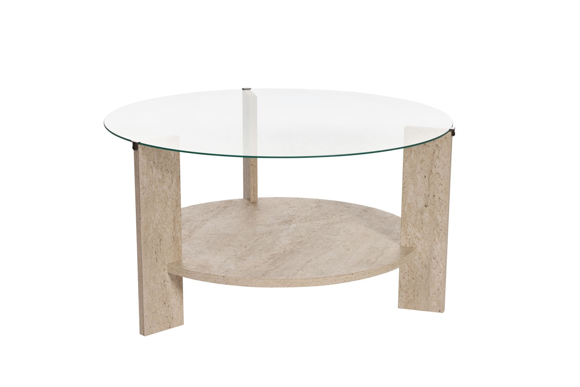 Skye Decor Couchtisch Clara (1 Tisch), Runder Kaffeetisch mit Ablagefläche
