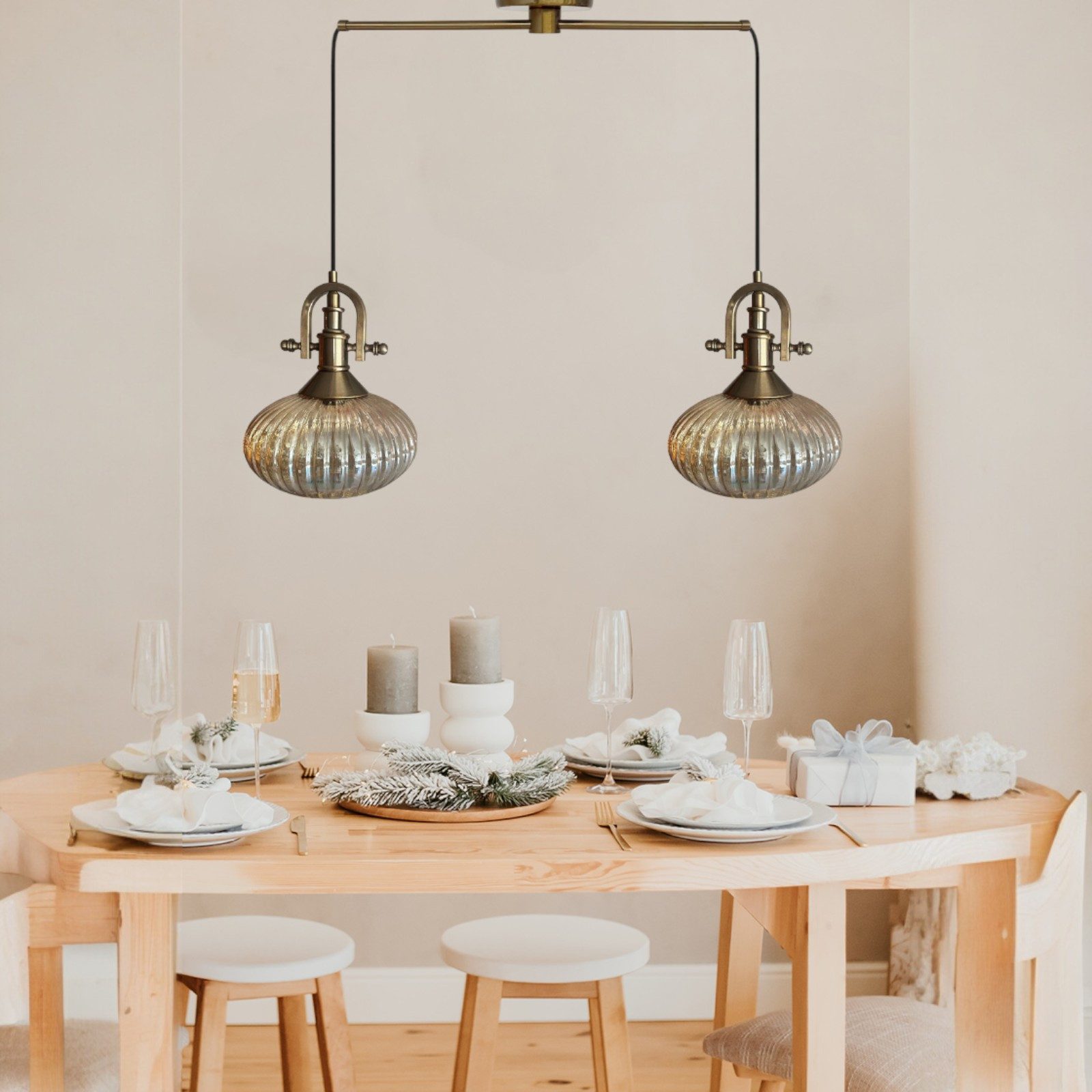Pendelleuchte Elegant Glas-Kronleuchter Doppelter Kronleuchter Hängelampe