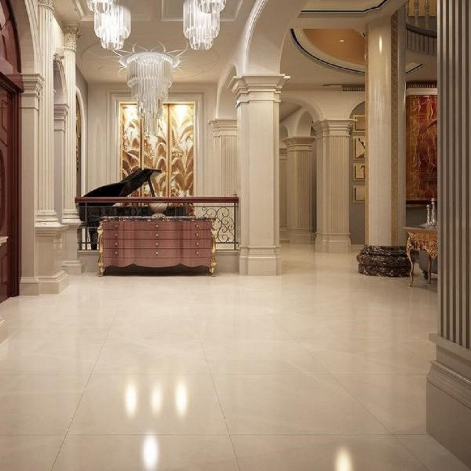 Xlmoebel Bodenfliese Luxuriöser Marmor-Naturstein-Bodenbelag in Crema-Optik für 65, Marmor, Beige, Marmor CREMA MARFIL 65m², Hergestellt in Europa