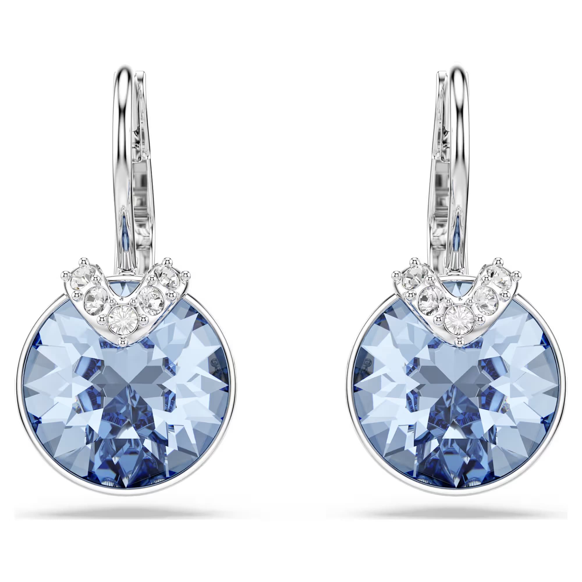 Swarovski Paar Ohrhänger Swarovski Ohrhänger V Drop 5734234 Rundschliff, Blau (kein Set, 2-tlg., inkl. edelm Schmucketui)