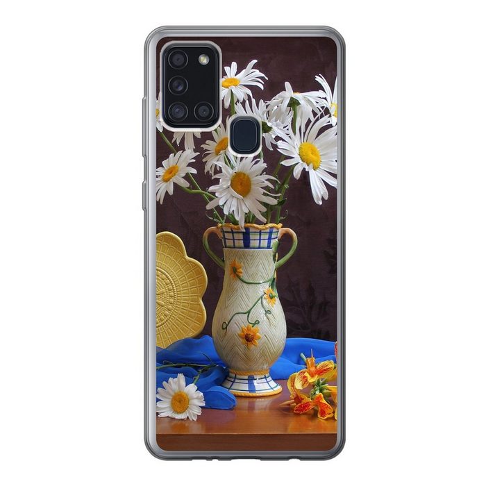 MuchoWow Handyhülle Stillleben - Gänseblümchen - Blumen Handyhülle Samsung Galaxy A21s Smartphone-Bumper Print Handy