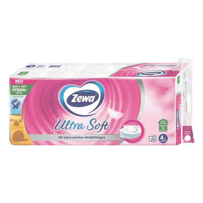 ZEWA Toilettenpapier Ultra Soft (20-St), 4-lagig, mit Strohanteil und Prägung, 150 Blatt/Rolle
