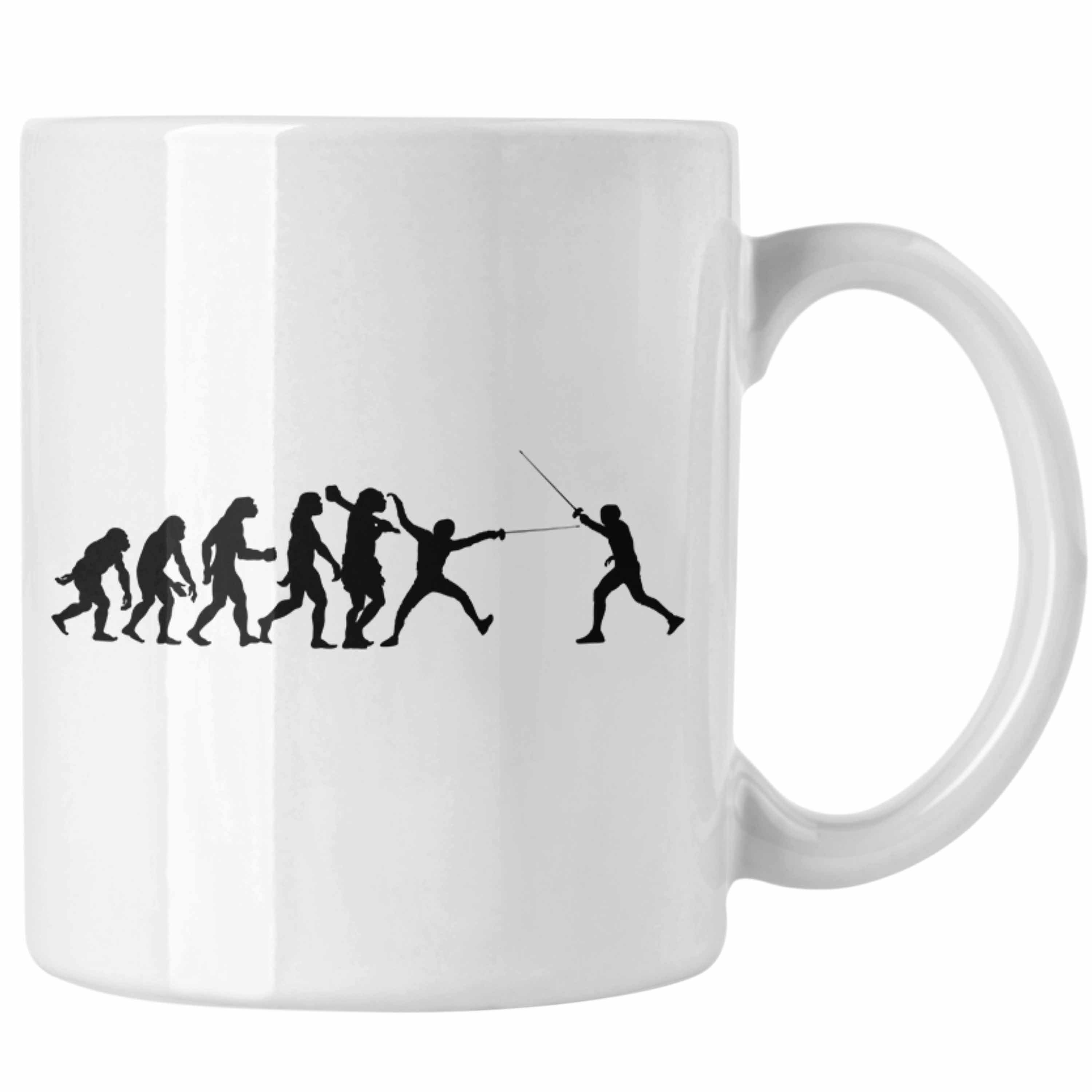 Trendation Tasse Fechten Tasse Geschenk Evolution Fechter Geschenkidee Geburtstag Weihn Weiss