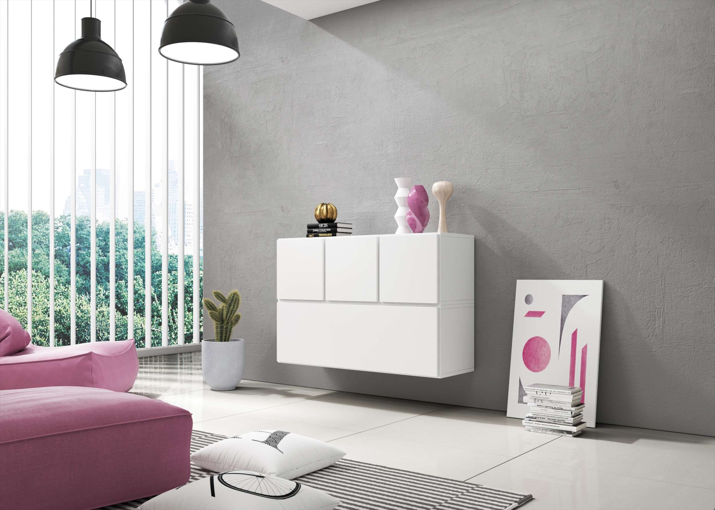 Stylefy Wohnwand Cono XIII, (Set (4-St), Wohnmöbel, Wohnzimmer-Set), bestehend aus 4xHängeschrank, mit Push-to-Open, Modern Design Weiß Matt