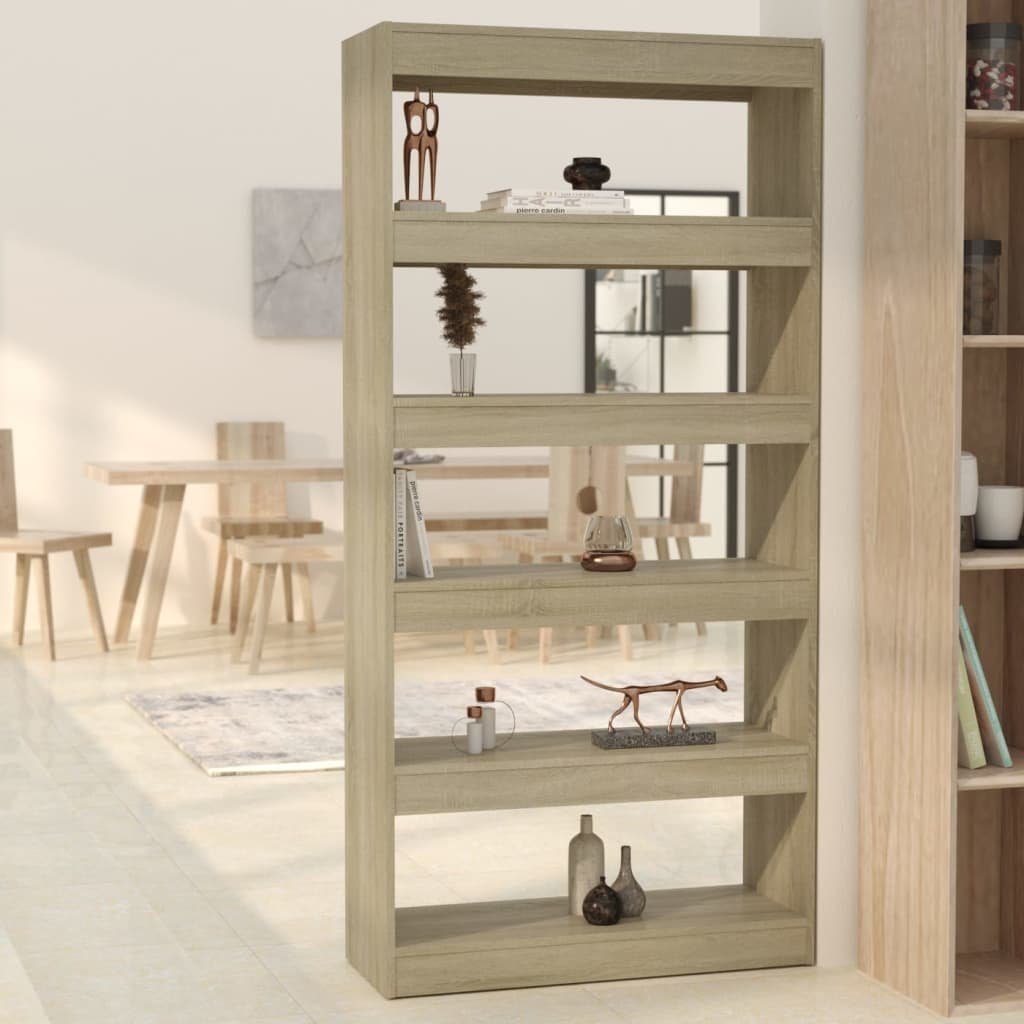 vidaXL Bücherregal Bücherregal/Raumteiler Sonoma-Eiche 80x30x166 cm Holzwerkstoff, 1-tlg. Braun | Bücherschränke