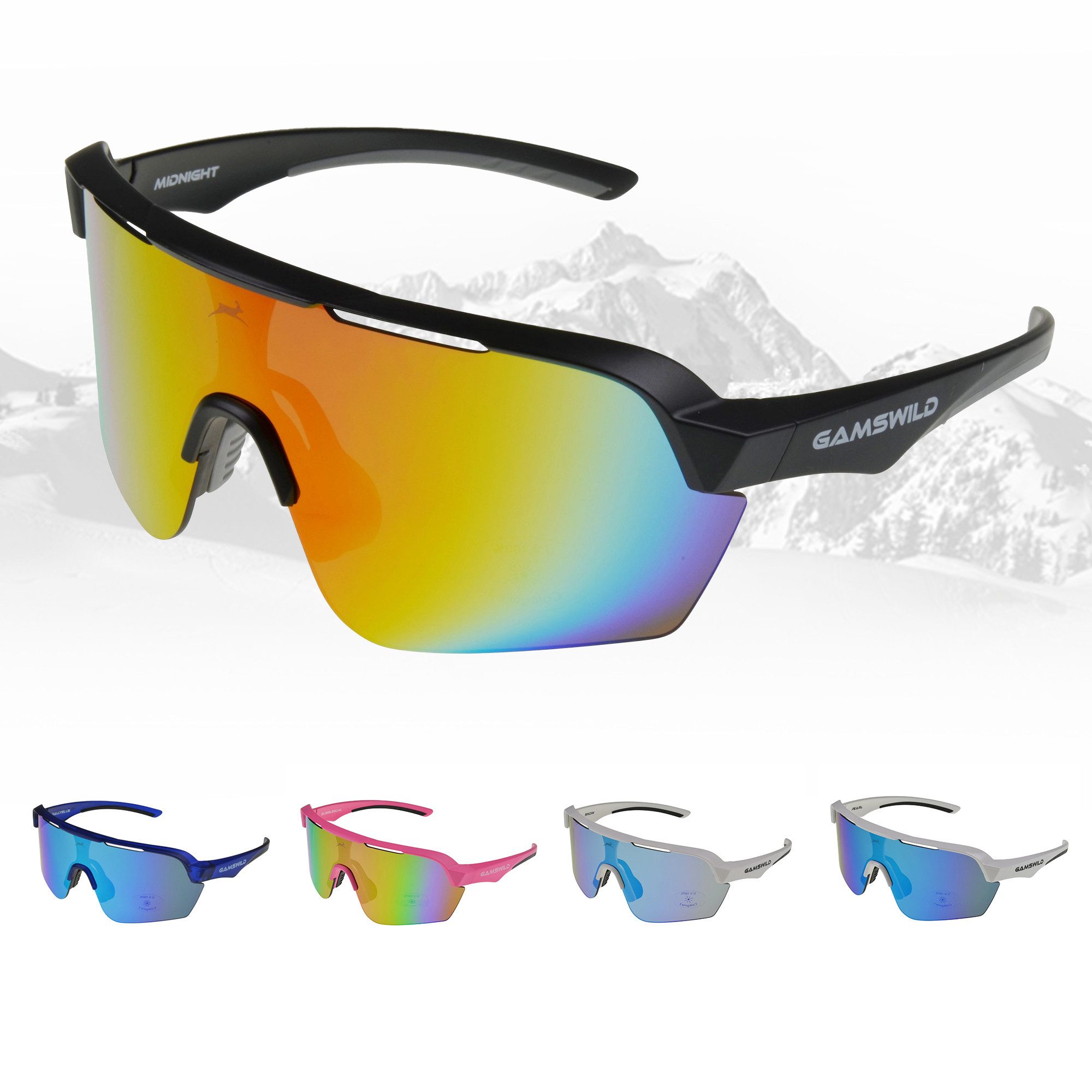 Sportbrille UV400 Sonnenbrille Skibrille Fahrradbrille extra große Scheibe Damen