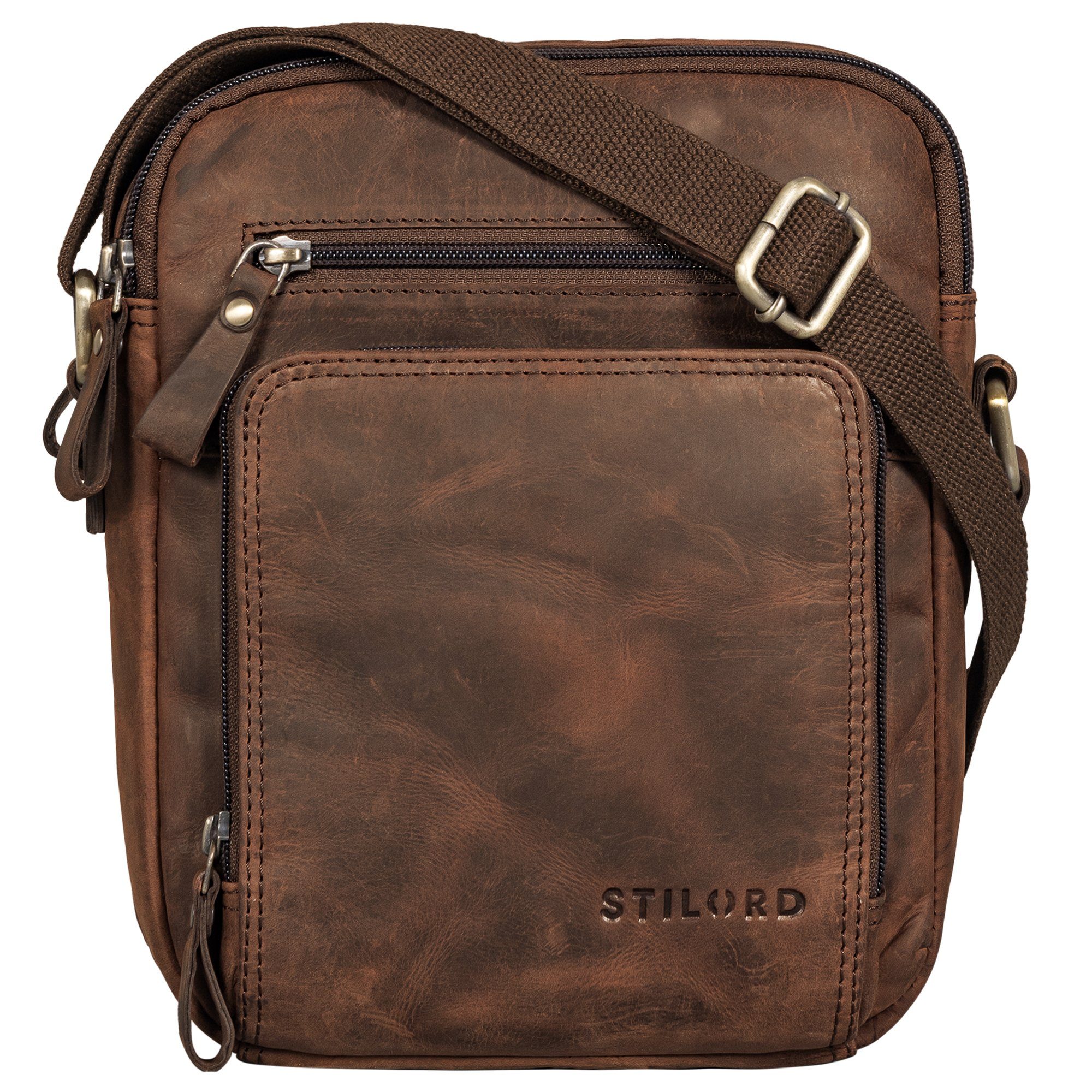 STILORD Messenger Bag "Darius" Kleine Umhängetasche Herren Leder zamora - braun