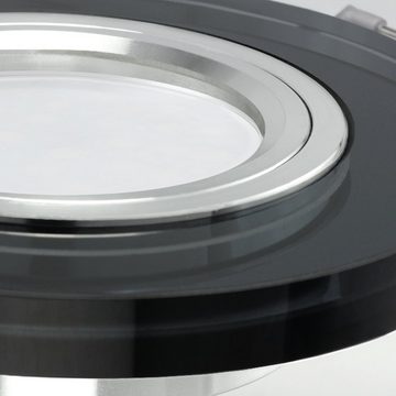 SSC-LUXon LED Einbaustrahler Flacher Glas LED Einbaustrahler rund, schwarz mit LED-Modul dimmbar, Neutralweiß
