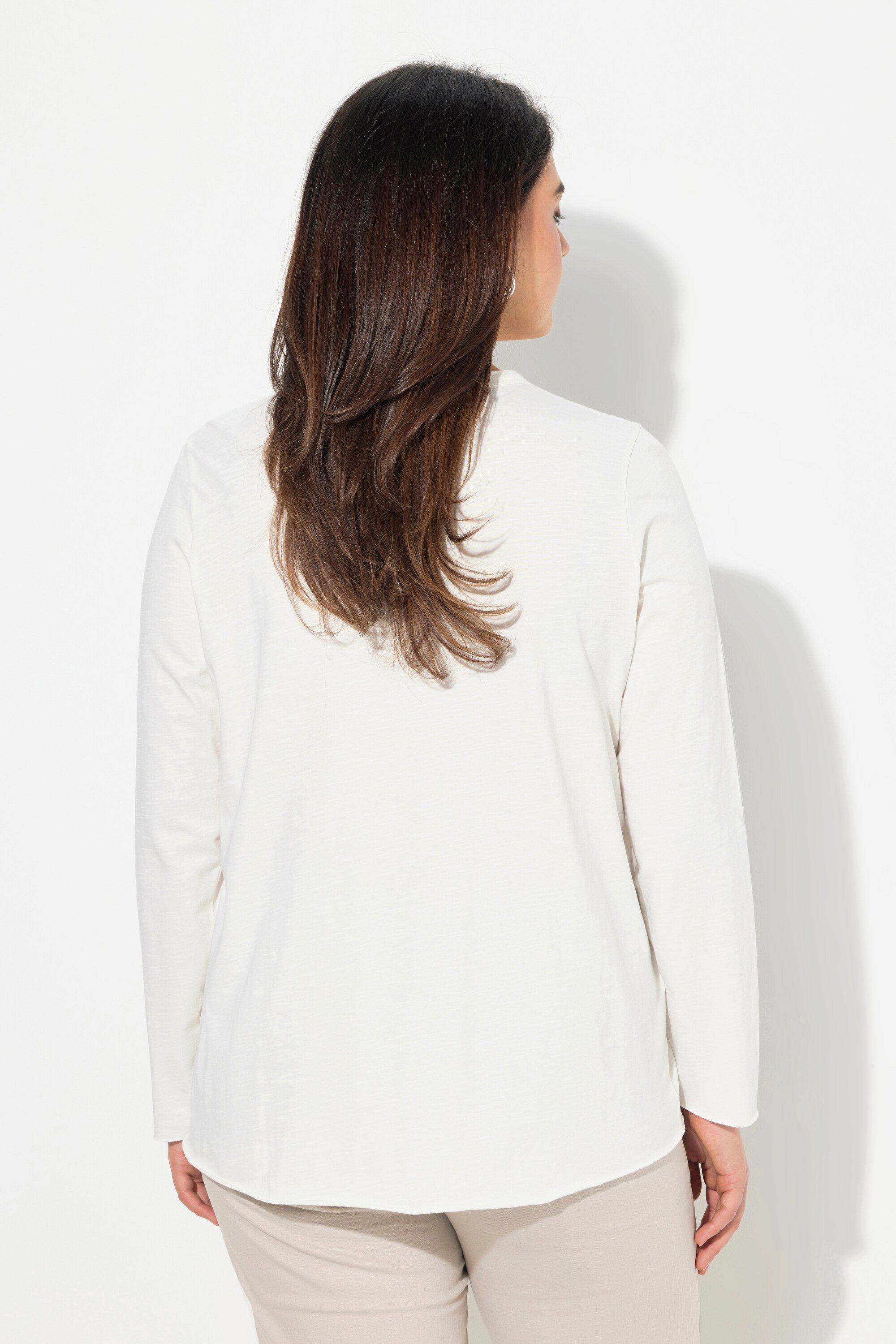Ulla Popken T-Shirt Shirt Stern Rollkanten A-Linie V-Ausschnitt