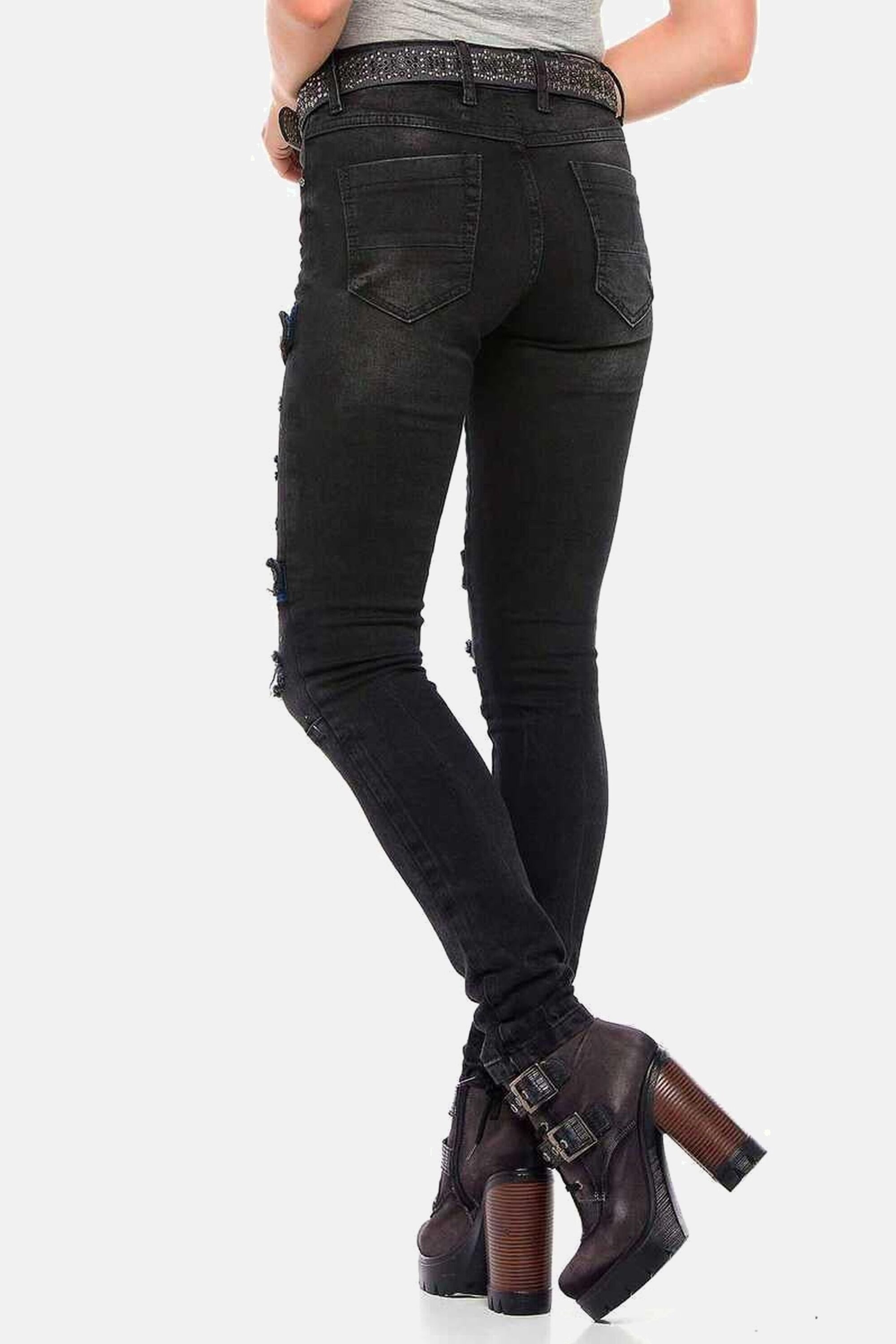 Cipo & Baxx Slim-fit-Jeans Jeans im coolen Biker-Look in Skinny Fit, WD383