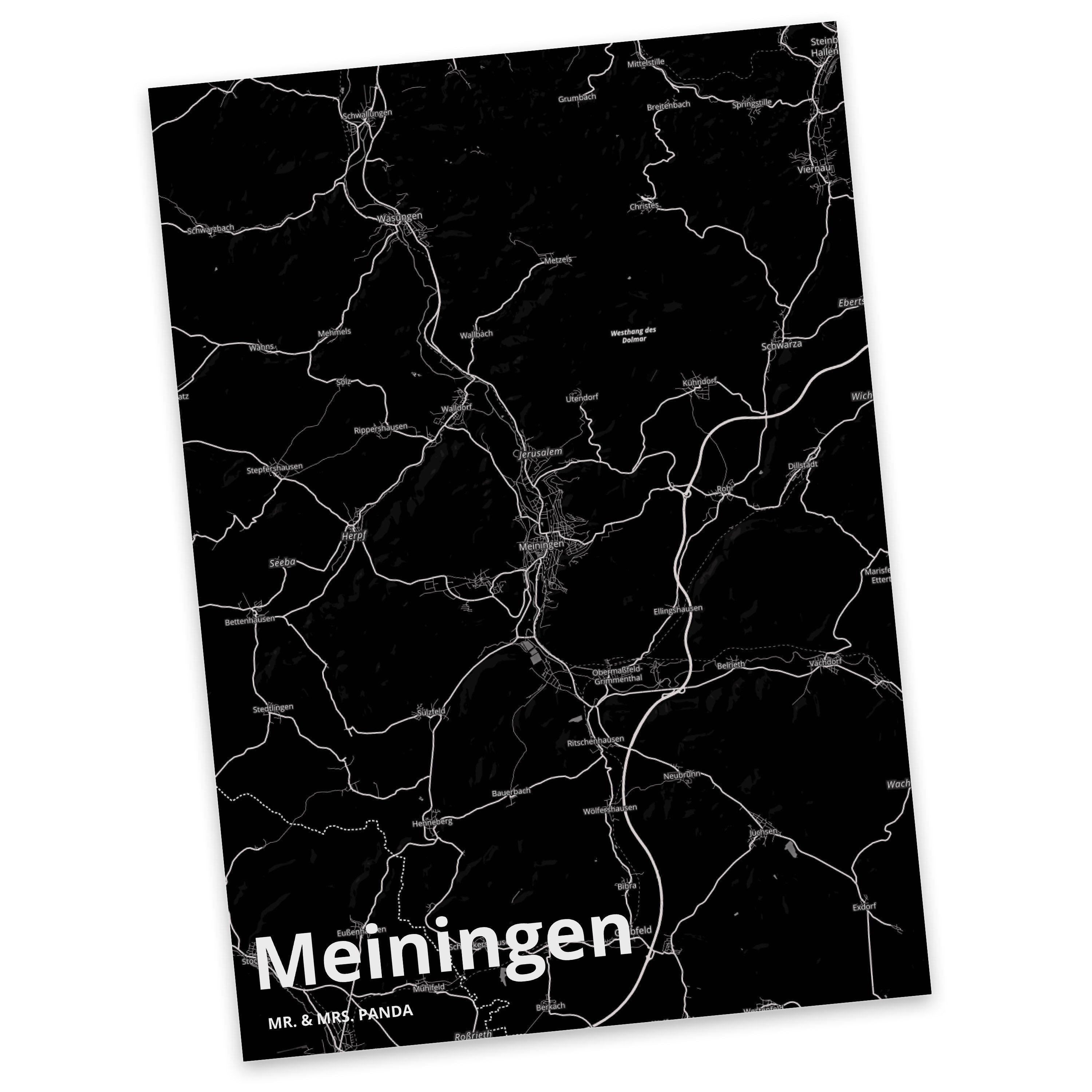 Mr. & Mrs. Panda Postkarte Meiningen - Geschenk, Geschenkkarte, Städte, Stadt Dorf Karte Landkar