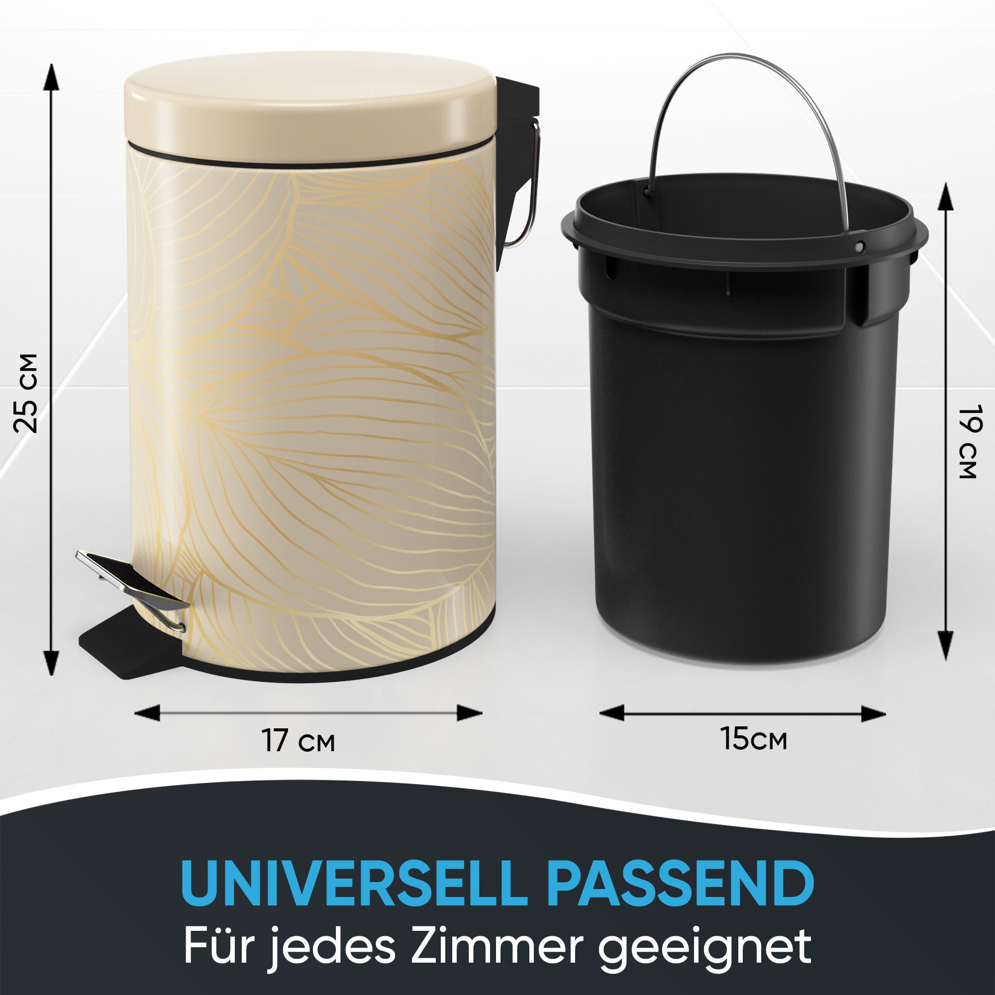 Sanilo Kosmetikeimer mit Motiv, viele schöne Bad Mülleimer zur Auswahl, 3 Liter, Abfalleimer mit Absenkautomatik & Innenbehälter