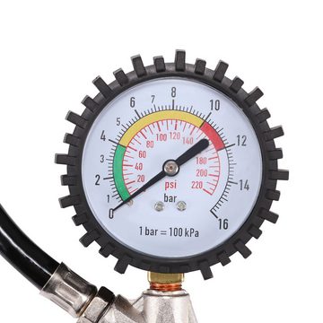 Retoo Druckluftwerkzeug Druckluft Reifenfüller Manometer Reifenfüllpistole Luftdruckprüfer, (Set, Reifenfüllpistole mit Manometer, Handbuch), mechanisches Manometer