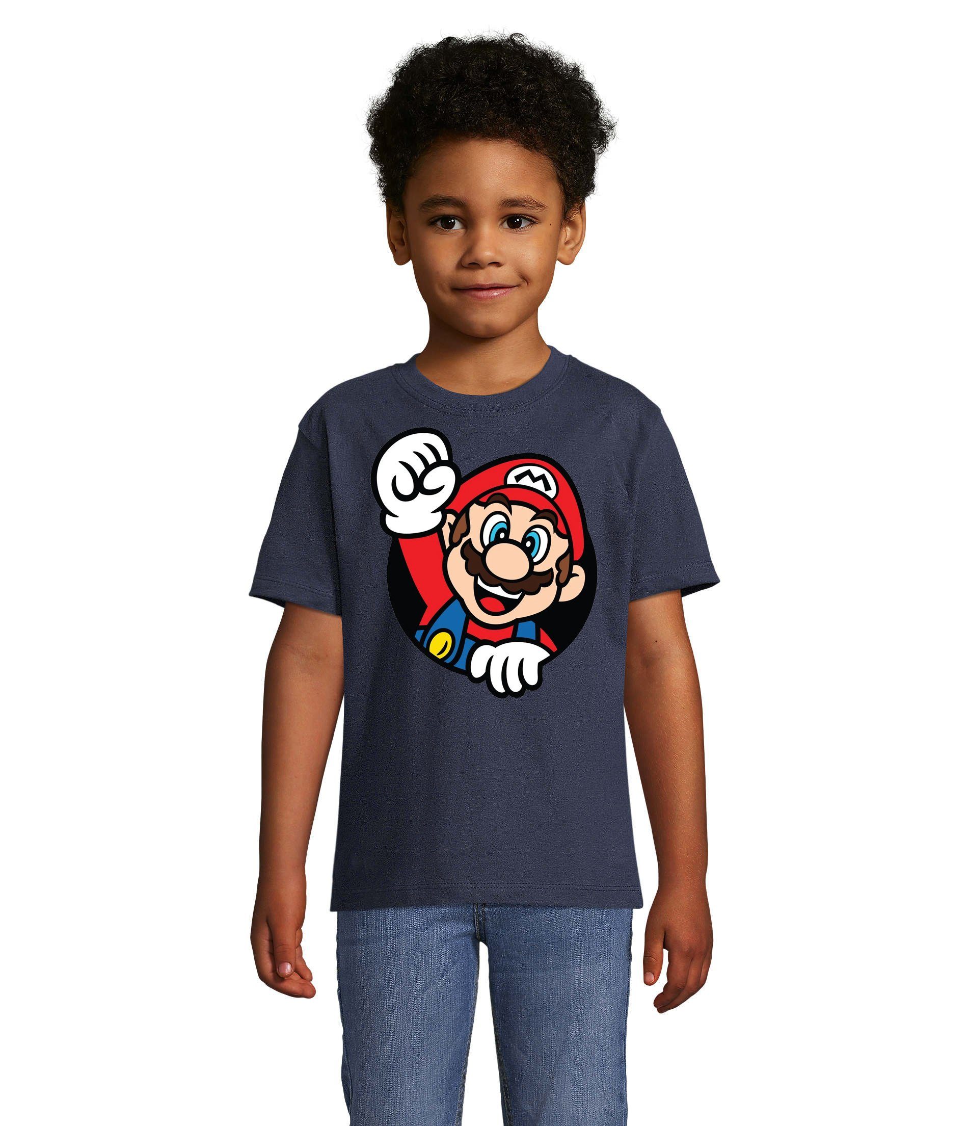 Blondie & Brownie T-Shirt Kinder Super Mario Faust Nerd Konsole Gaming Spiel Nintendo Konsole Navyblau
