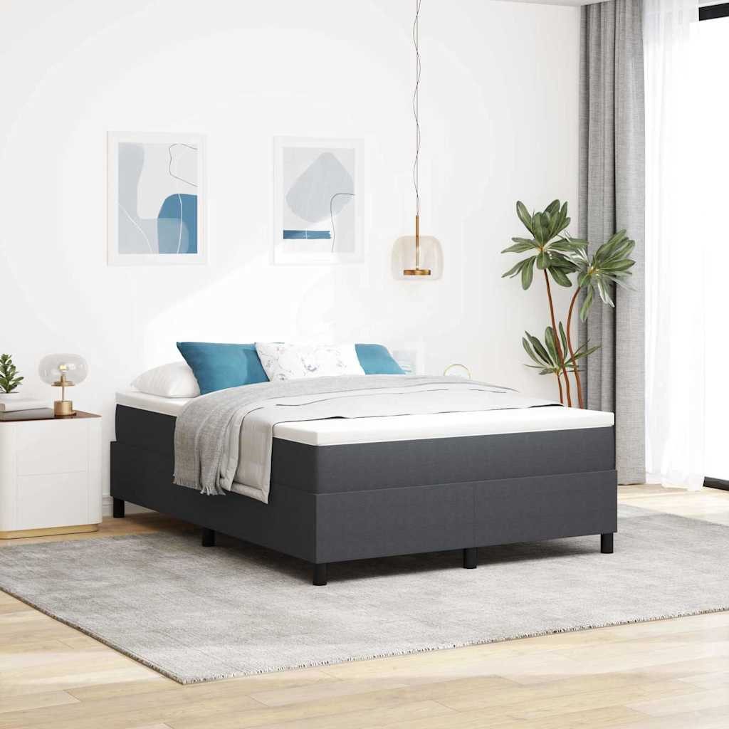 vidaXL Boxspringbett, Boxspringbett Dunkelgrau und Weiß 140 x 190 cm Cordstoff