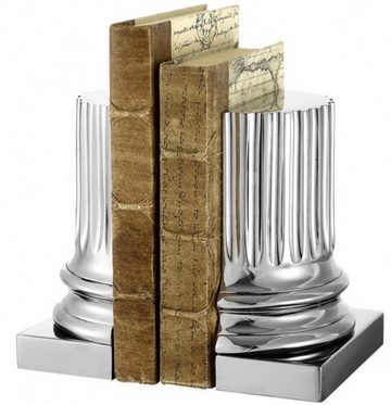 Casa Padrino Buchstütze Luxus Bücherstützen Set Säulen Nickel Finish - Bücherstütze - Book End Buchstützen