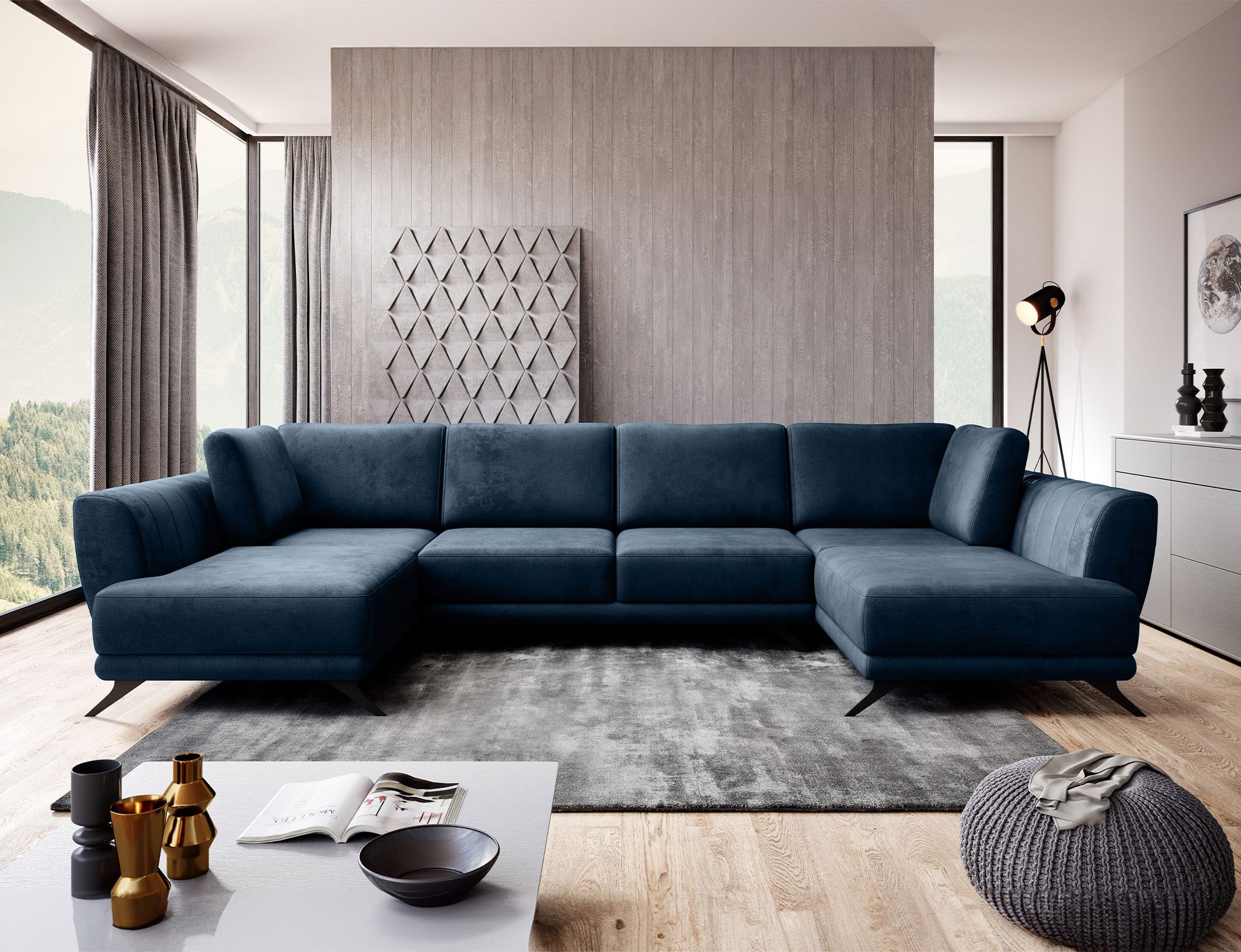 Myhomelando Wohnlandschaft Larco, Nube-Stoff, mit Schlaffunktion, Bettkasten und kratzfesten Nube-Stoff
