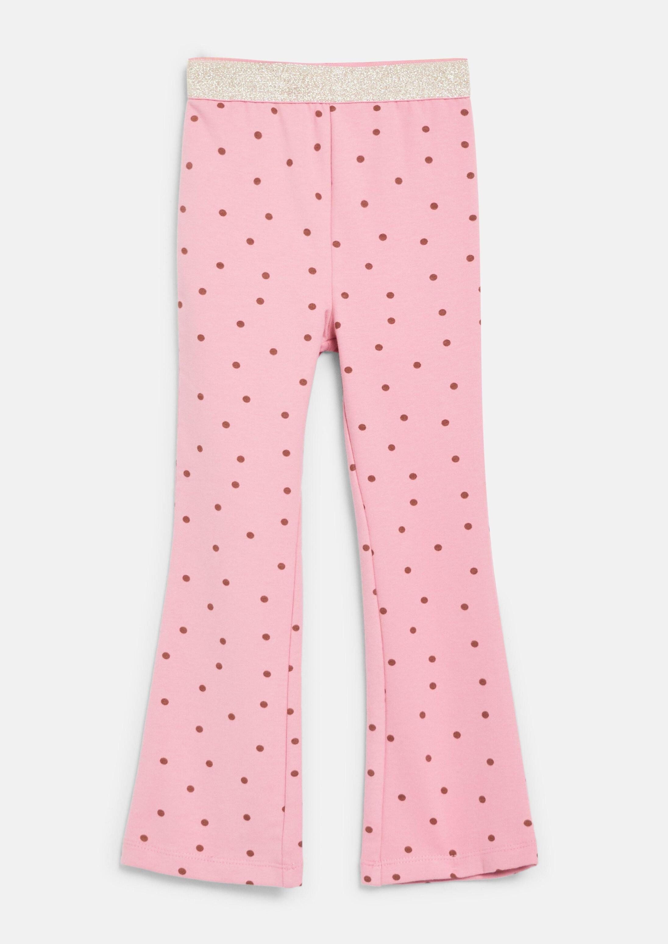 s.Oliver Leggings Leggings Flared-Leg-Leggings mit Glitzerbund und All-over-Print