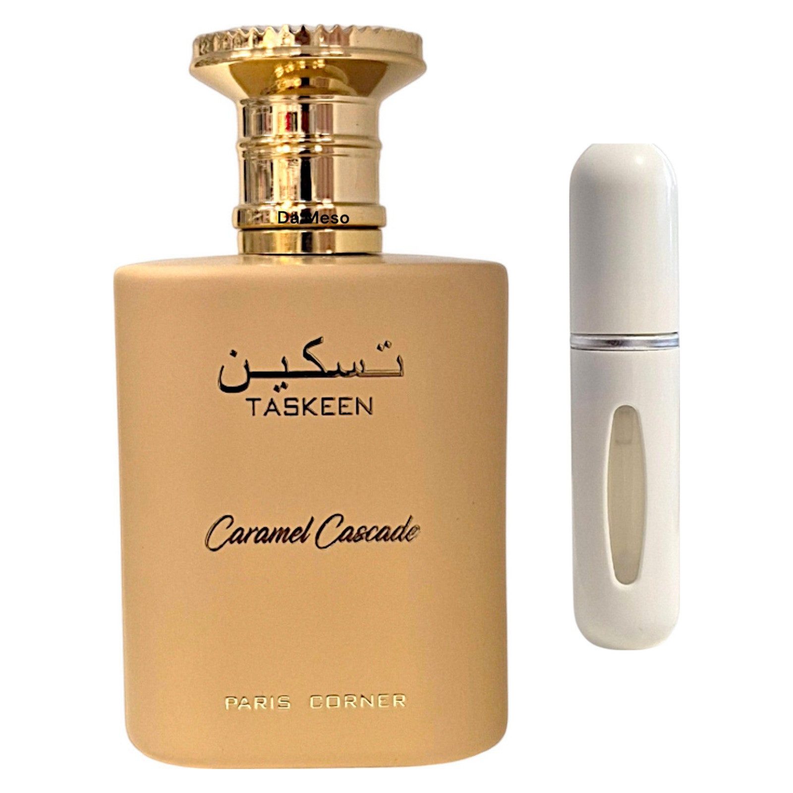 Paris Corner Duft-Set Taskeen Caramel Cascade EDP 100ml + Parfümzerstäuber (leer)