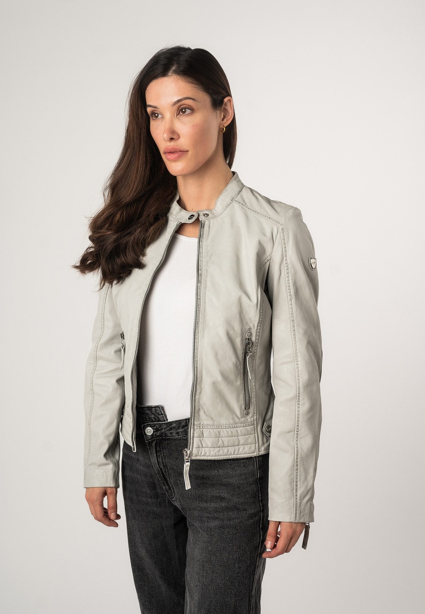 Mauritius Lederjacke MWFilla Mauritius - Damen Lederjacke Lammnappa silver grey