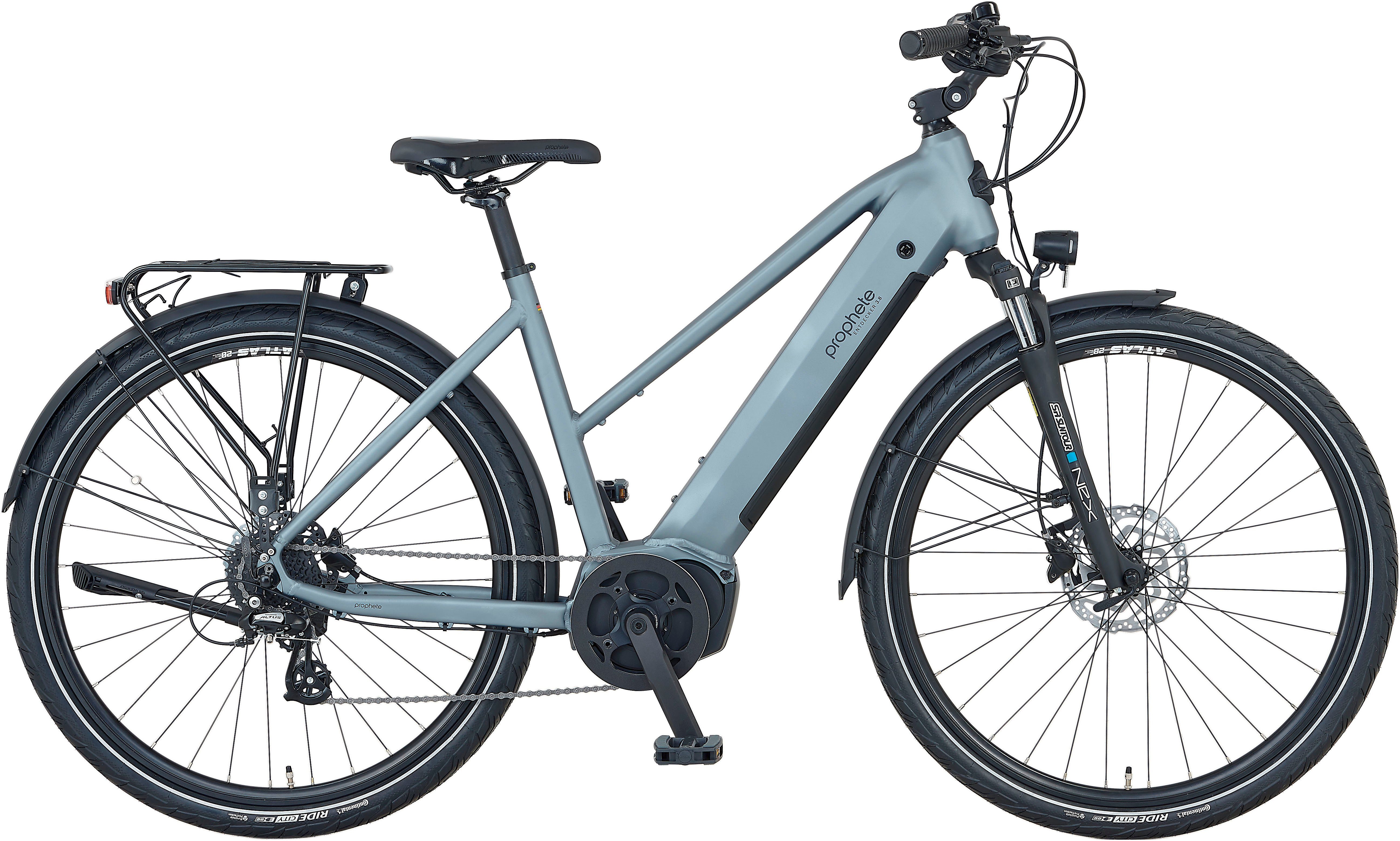 Prophete E-Bike Prophete E-Bike Entdecker 3.8, 8 Gang Shimano Altus Schaltwerk, Kettenschaltung, Mittelmotor, 540 Wh Akku