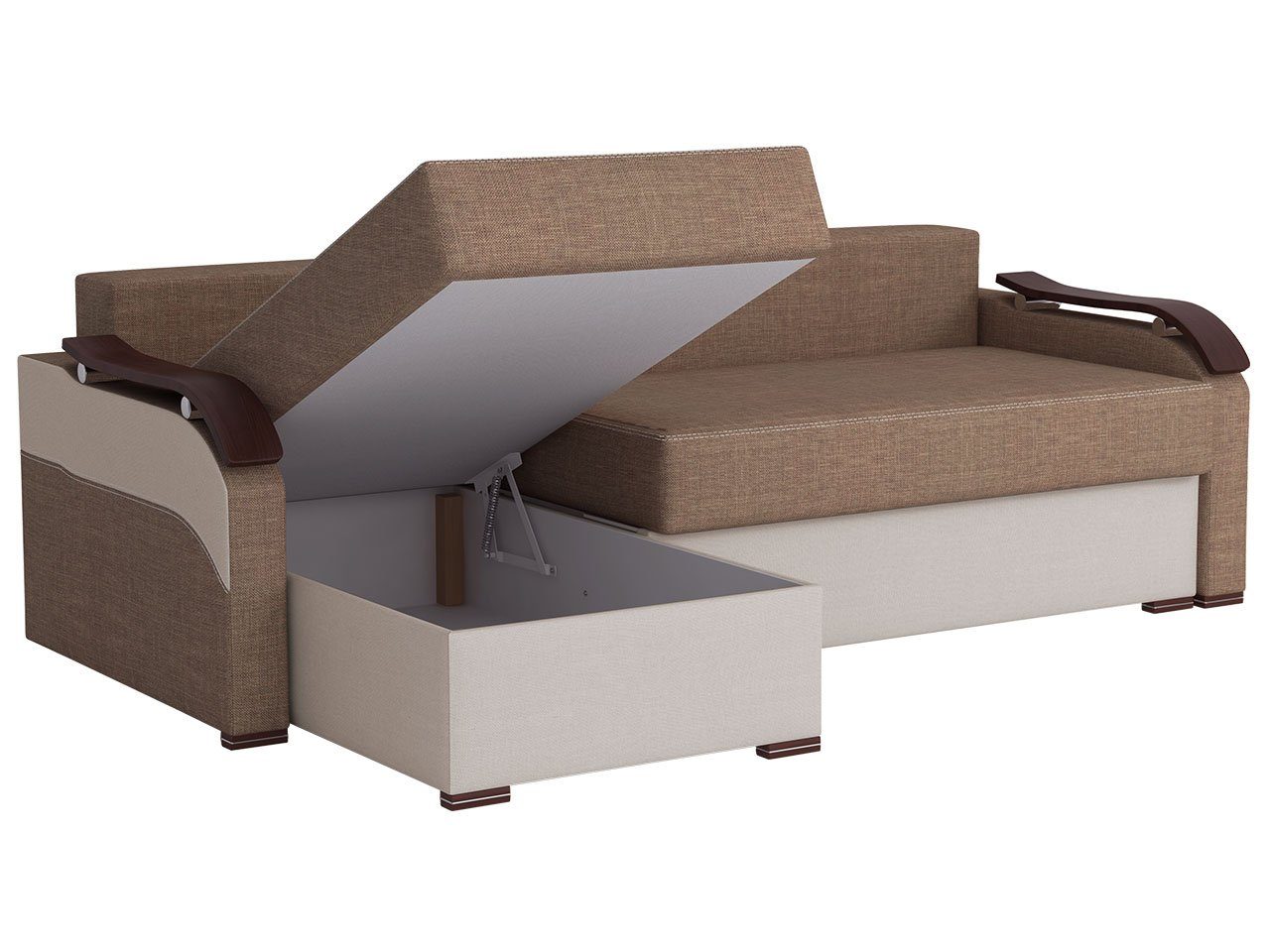 MIRJAN24 Ecksofa Franko III, mit 6601 Luxo zwei Holzfüße, Kissen in Form Bettkästen 6605 Luxo + Rückenlehne beweglicher Schlaffunktion, und