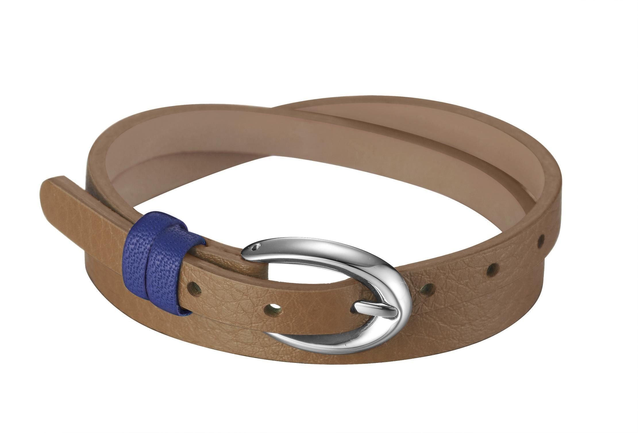 Esprit Armband Lederband Edelstahl Braun 38cm Dornschließe ESBR11336B380, aus Leder, Edelstahl, Braun, Dornschließe, 38cm lang