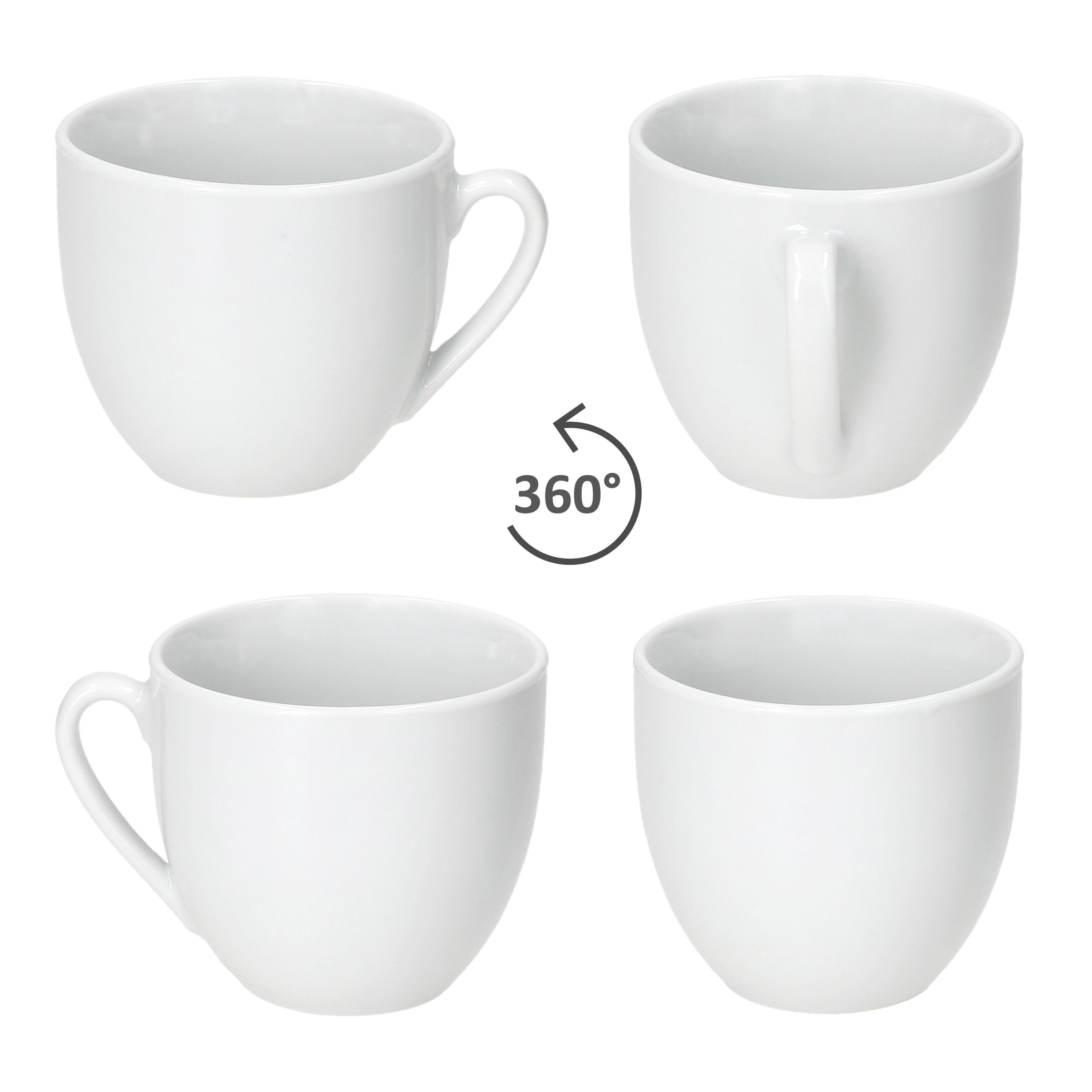 MamboCat Tasse 6er Set Tommy Kaffeetassen mit Untertassen für 6 Personen, Porzellan
