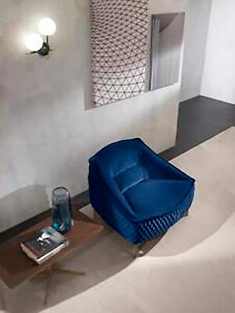 JVmoebel Polster Luxus Sitz Blau Sitz Stoff Einsitzer Sessel Designer Textil Sessel 1Sitzer