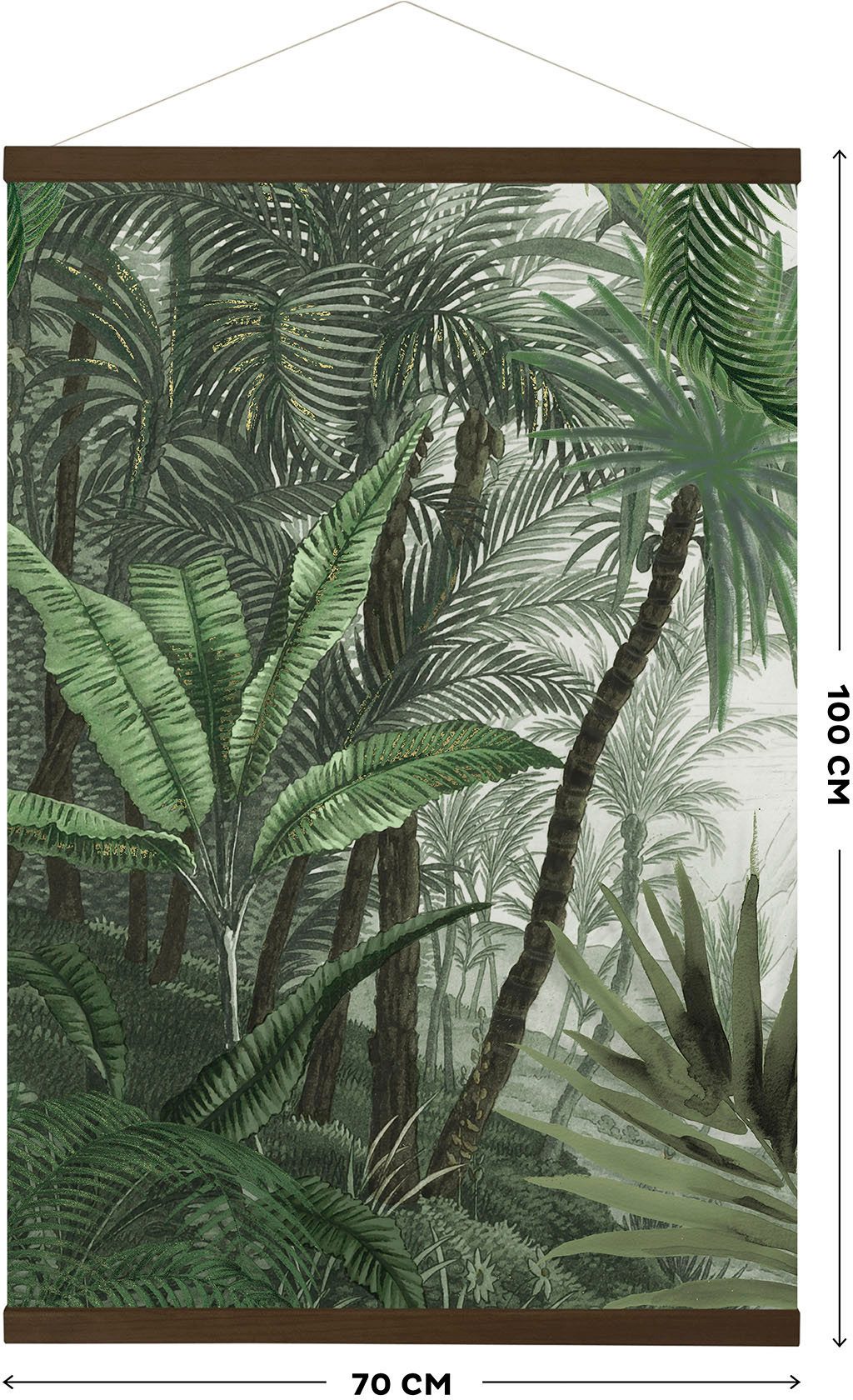 Art for the home Leinwandbild Jungle Landschaft Grun, (1 St), Luxus Kakemono Leinen Wandposter 100x70cm – Bild 4 von 5