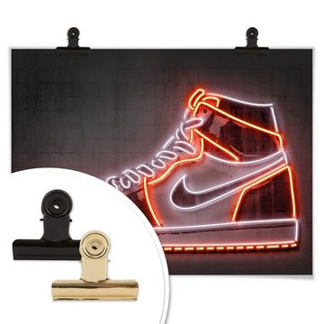K&L Wall Art Poster Poster Mielu Neon Streets Kult Nike Straßenkunst Sneaker, Wohnzimmer Wandbild modern