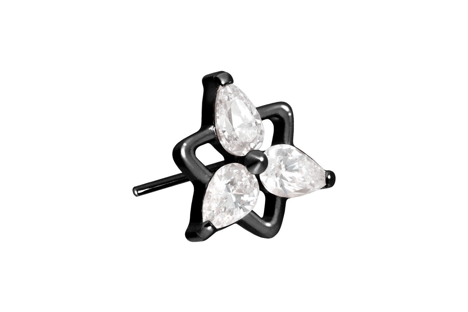 Piercing-Set Titan Aufsatz mit Push Pin KRISTALLBLUME