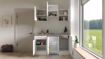 Flex-Well Küche Kopenhagen, Breite 150,5 cm, mit Unterbau-Kühlschrank, Kochfeld und Spüle