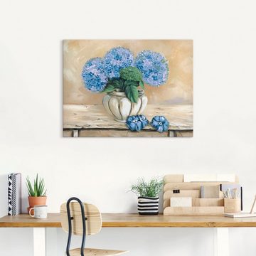 Artland Leinwandbild Blaue Hortensien, Blumen (1 St), auf Keilrahmen gespannt
