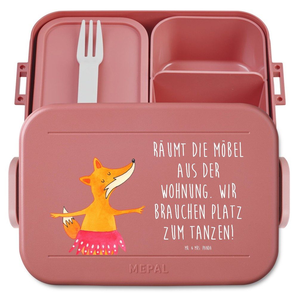 Mr. & Mrs. Panda Butterdose Fuchs Ballerina Motiv, Bento Box, Rot Pastell, Snackbox, Feier, Lunch, Polypropylen lebensmittelecht, (Packung), Feier Tanzen Tänzerin