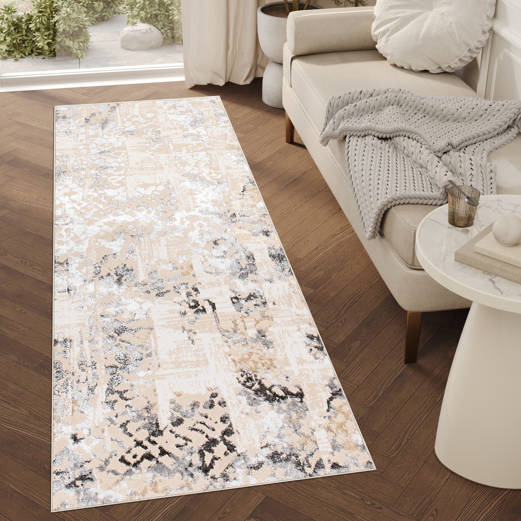 Tapiso Läufer CRYSTAL, rechteckig, Höhe: 8 mm, Kurzflor Flurläufer Schimmereffekt, pflegeleicht, Meterware