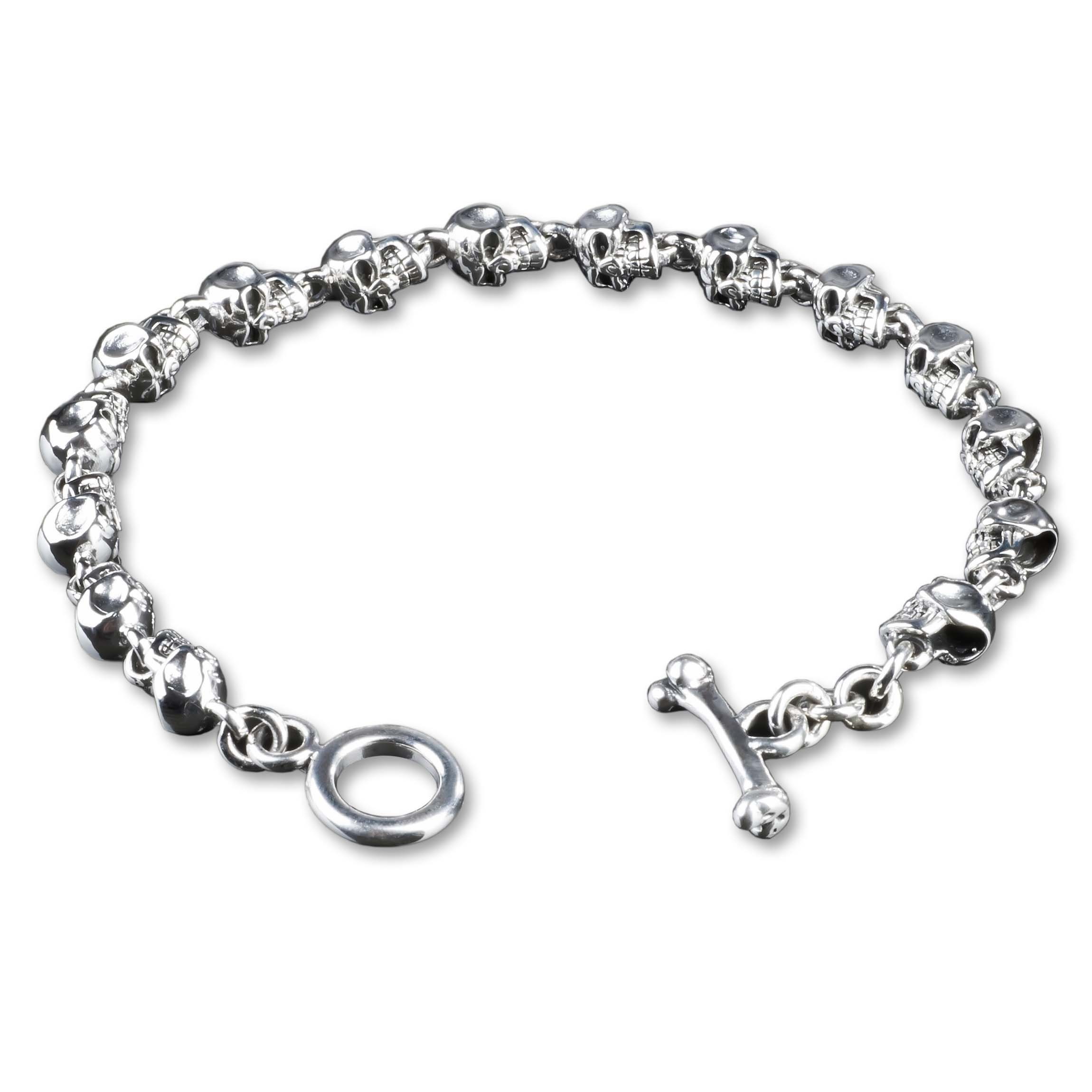 viva-adorno Silberarmband Herrenbarmband Totenköpfe 925 Sterling Silber Kno günstig online kaufen